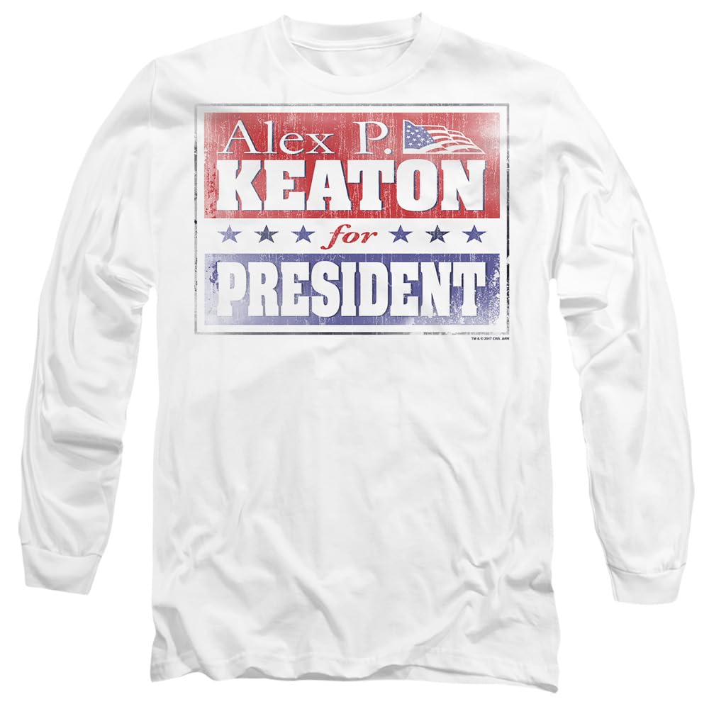 Family Ties Alex for President Mens Long Sleeve T Shirt, White, X-Large