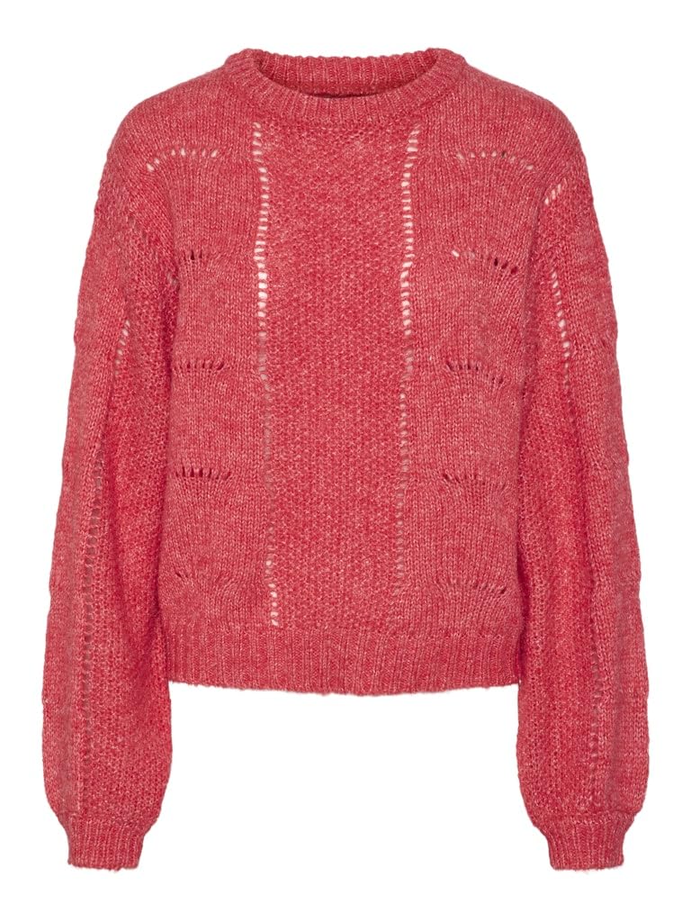 PIECES Women's Pcdeline LS O-Neck Knit MM Pullover, Lollipop, XS