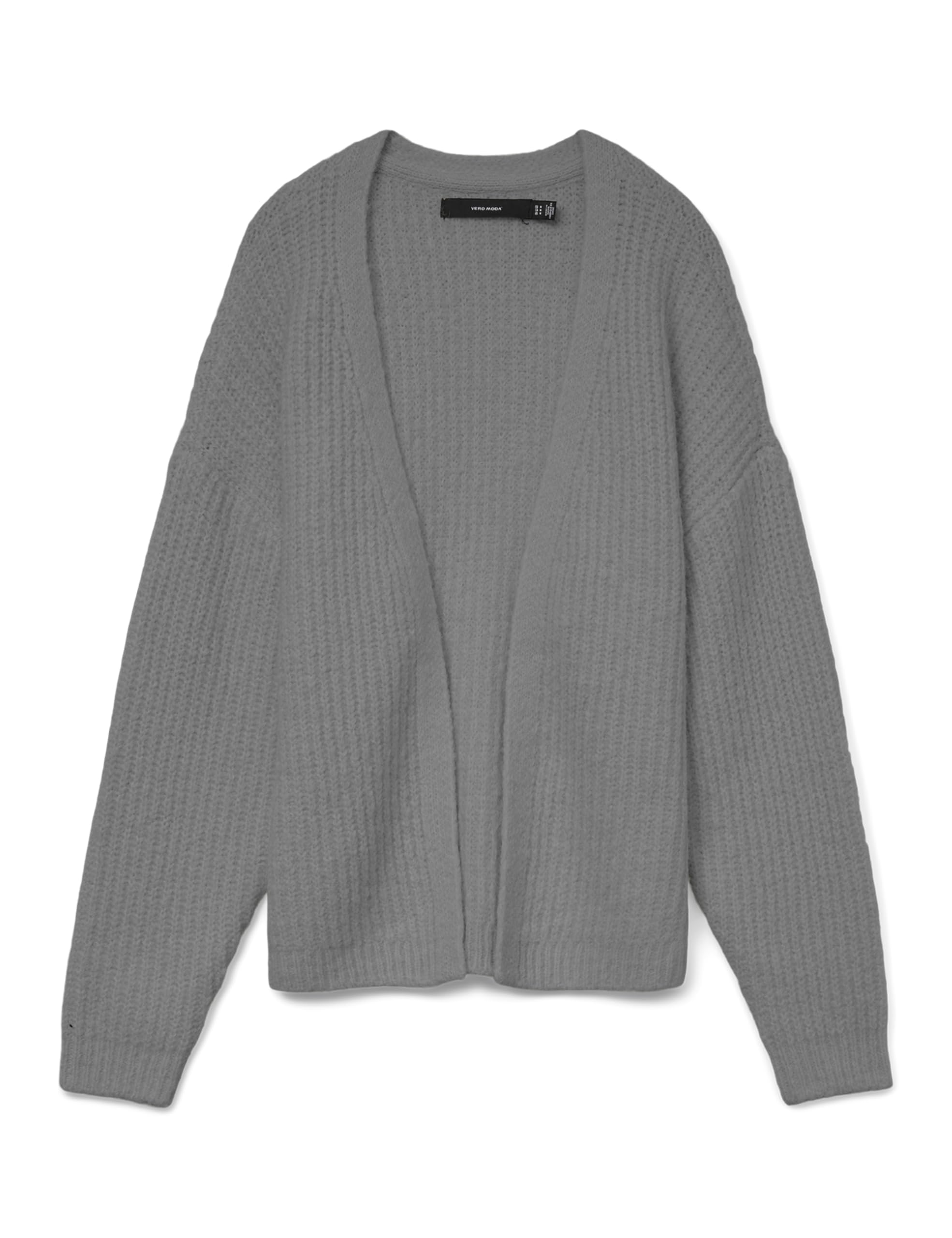 VERO MODA Vmnovah Rib LS V-Neck Open Cardigan Noos, Medium Grey Melange, L