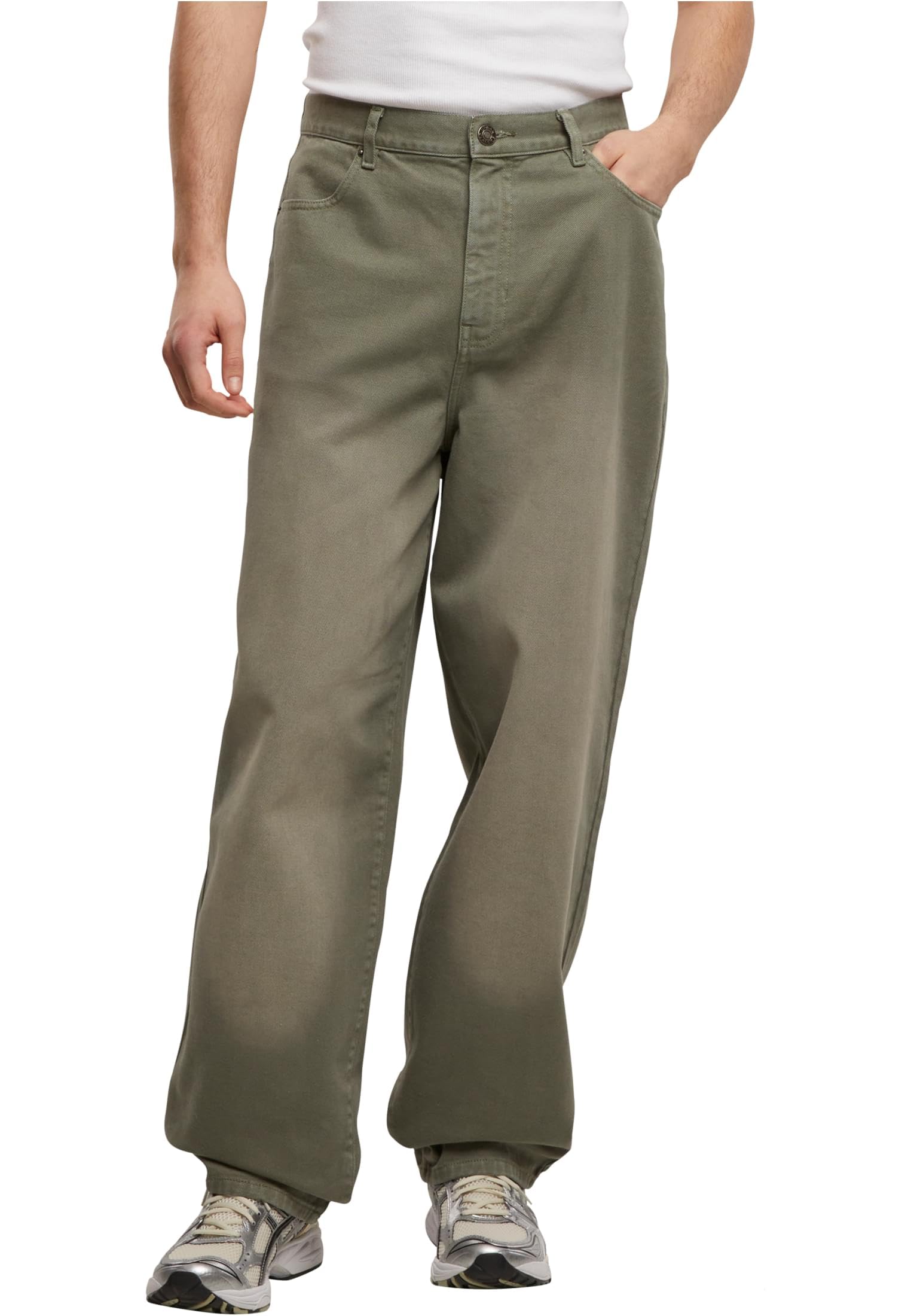 Urban Classics Mens Jeans 90's Jeans Retro 90s Oversized Low Cut Jeans Men Jeans Sizes 28-44, Paleolive, 26