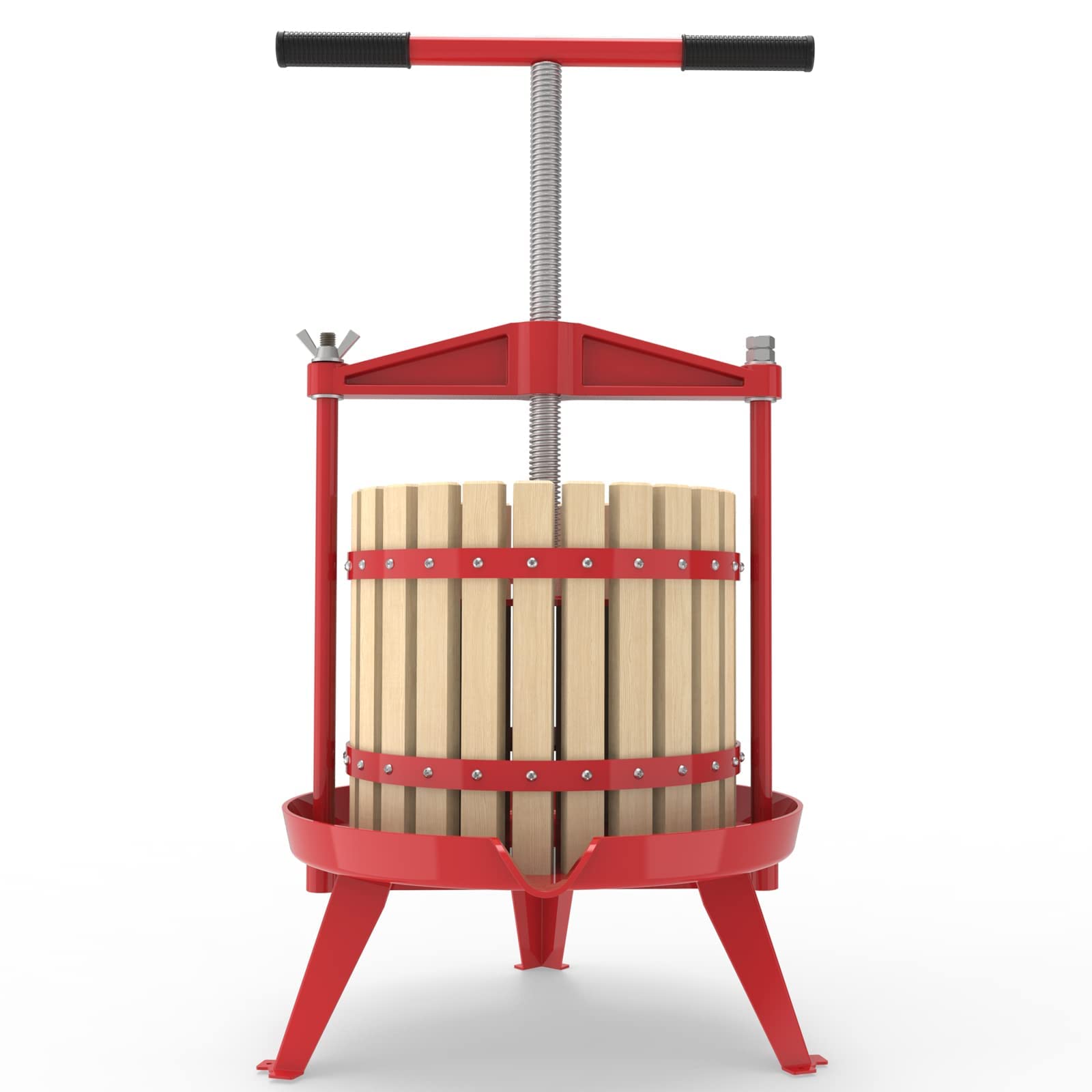 Fruit Press Cider Wine Making with T- Hand for Homemade Naturial Juice, Grape, Vinasse,Oil Pomace and Honeycomb, Apple Crusher Presser, Included Free Filter Bag (12L, Wood)