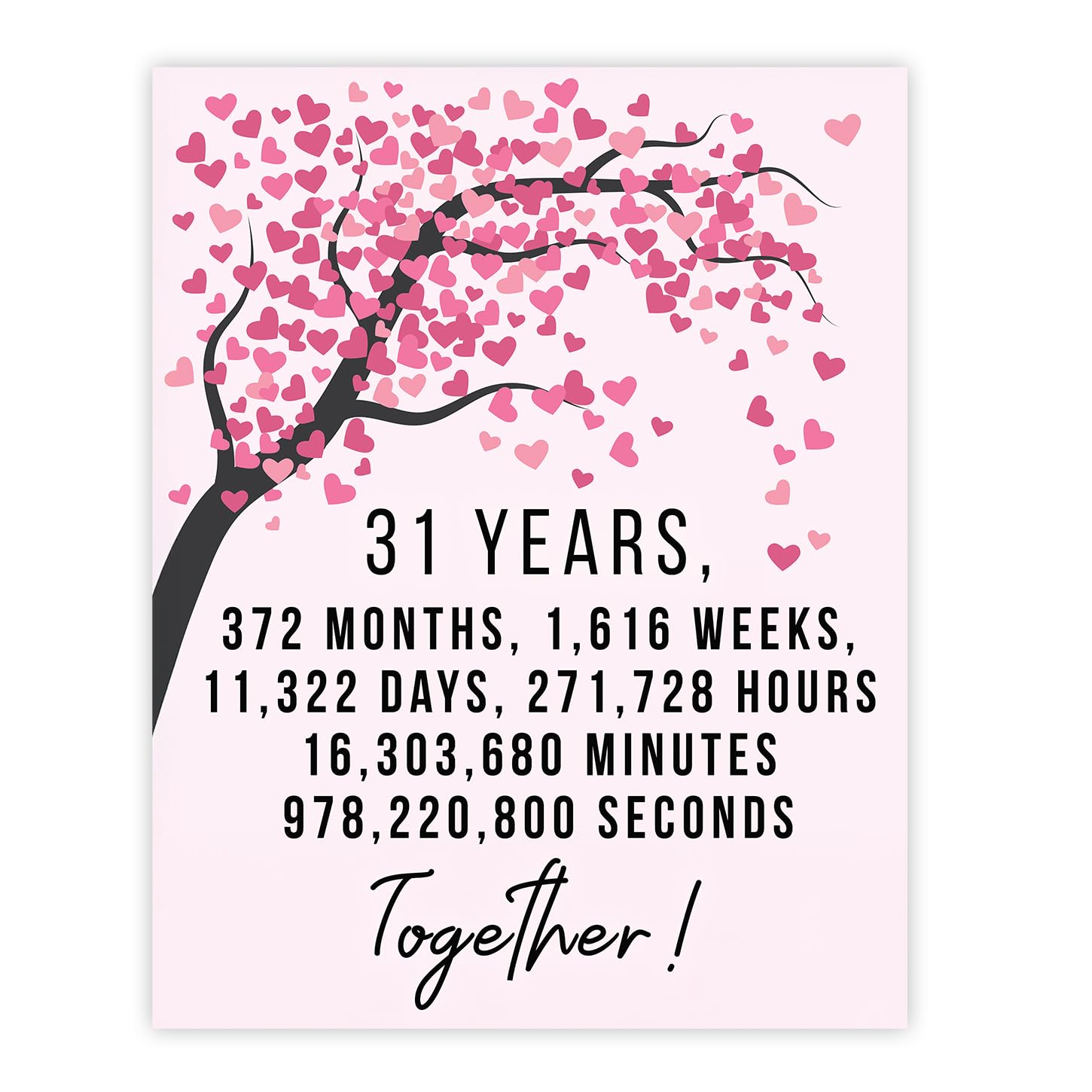 Stuff4 31st Anniversary Poster Unframed - 31 Years 372 Months - Happy 31st Wedding Anniversary Cute Gifts for Boyfriend Girlfriend Husband Companion Wife Partner, 8x10 Inch Anniversaries Posters