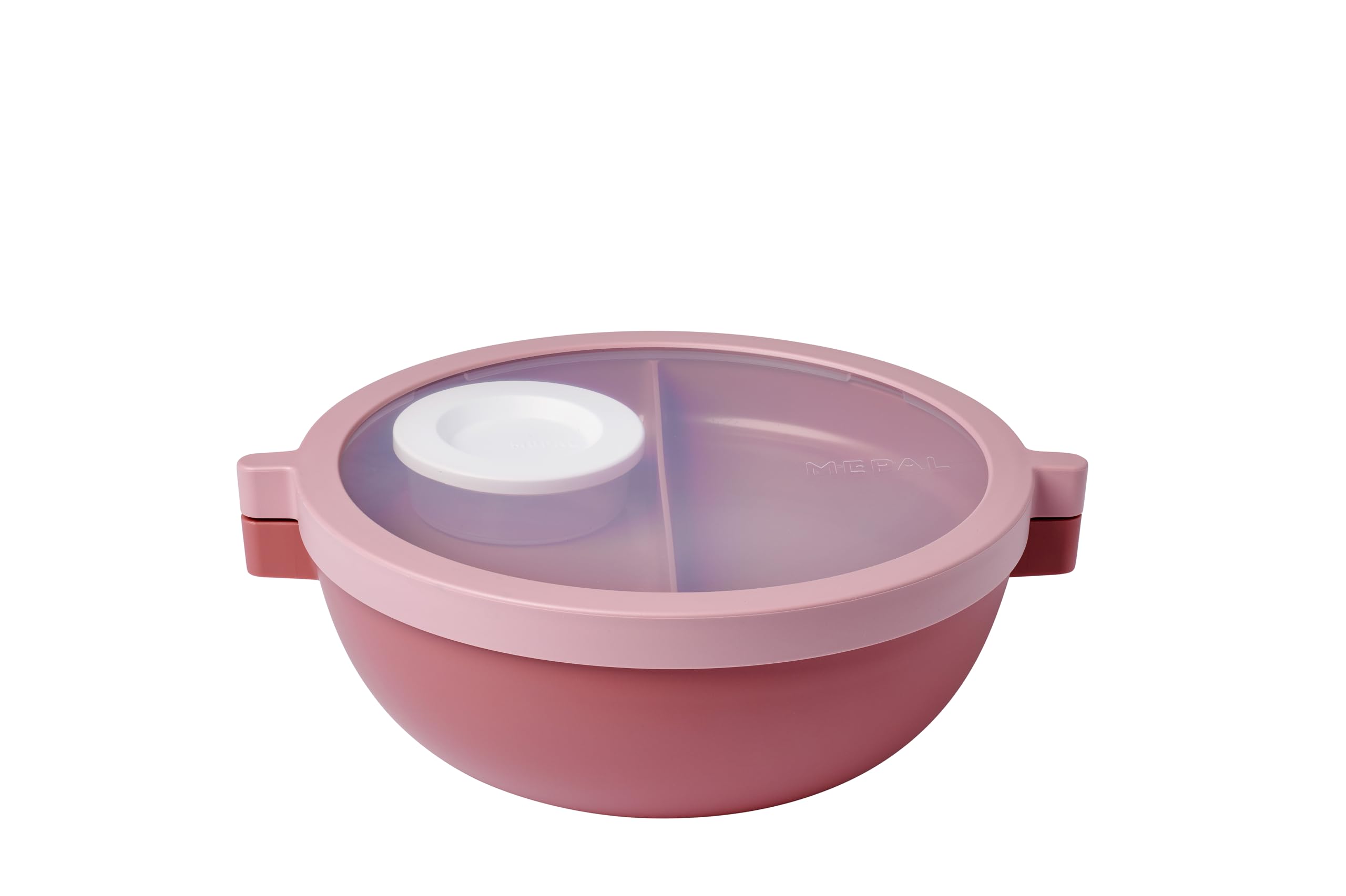 Mepal - Bento Lunch Bowl Vita - Multi-Compartment - Extra Bowl with lid, Dressing Container & Tray - Bento Box - Salad Lunch Box - Vivid Mauve