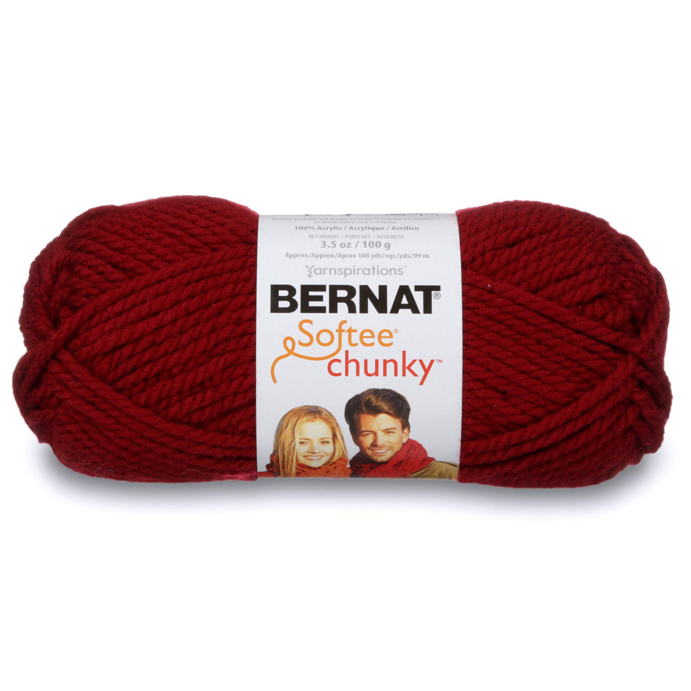 Spinrite 161128-28532 Softee Chunky Yarn-Wine, red