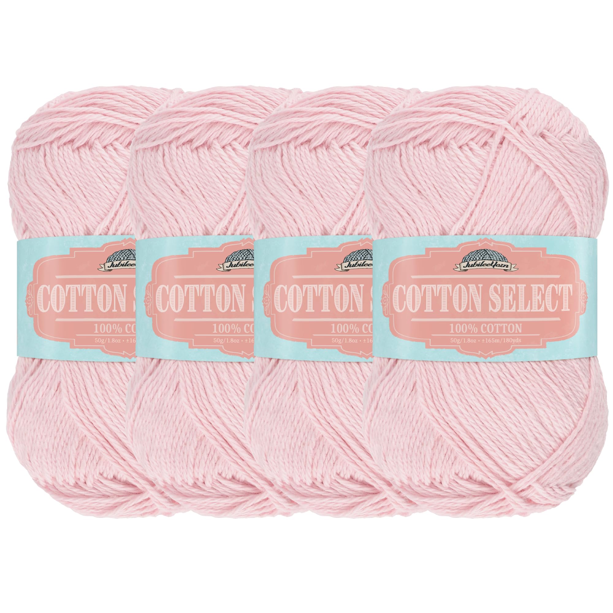 JubileeYarn Cotton Select Yarn - Sport Weight - 50g/Skein - Primrose Pink - 4 Skeins