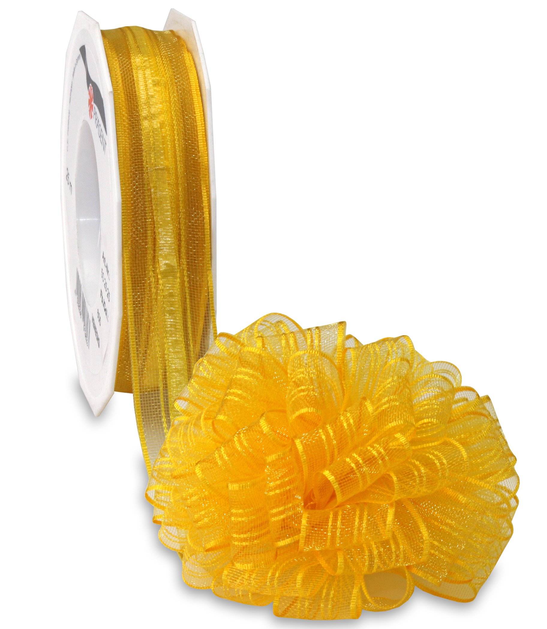 Präsent - Venedig Pull Bow Ribbon Yellow 25 mm width, 25 m length
