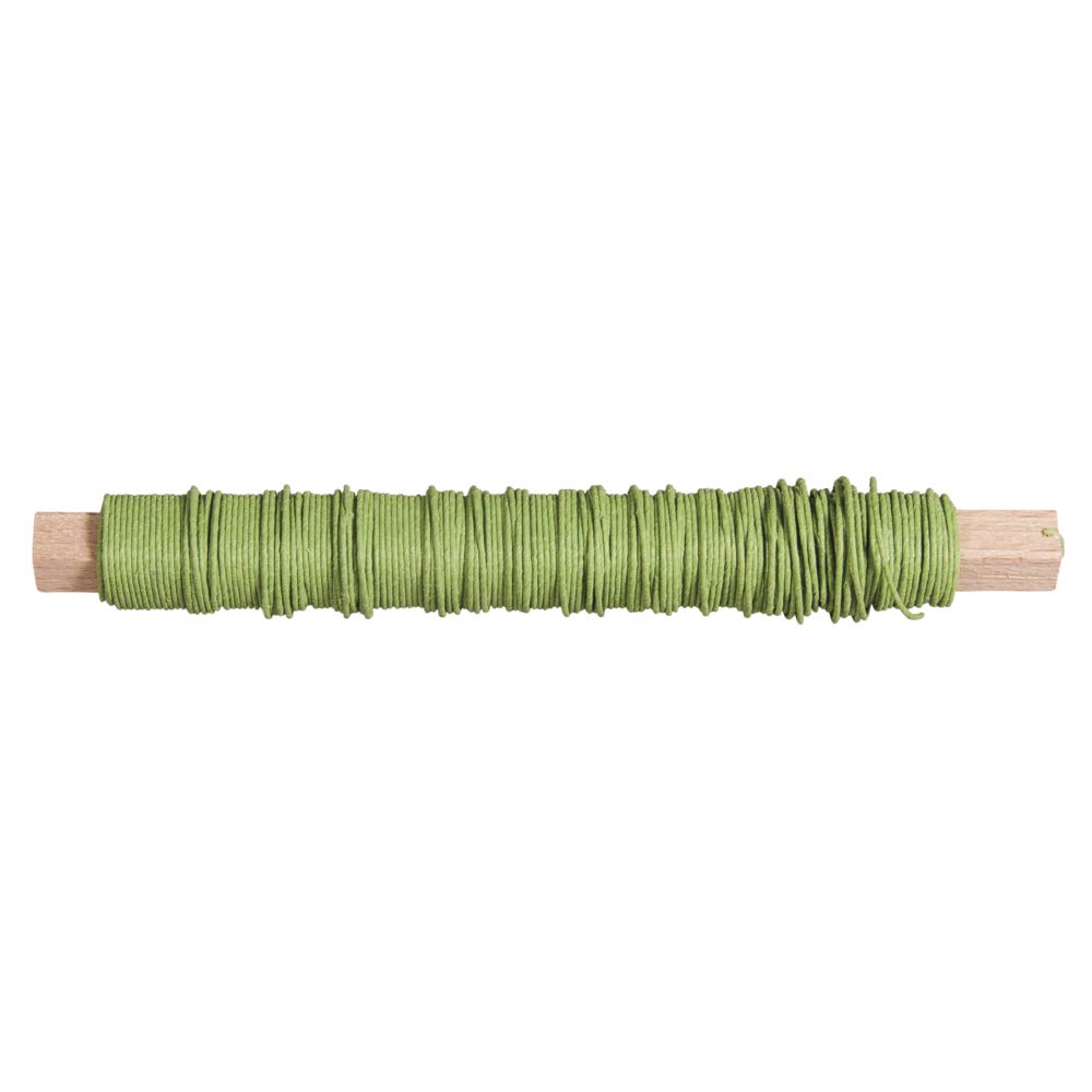 Rayher 24116417 Paper Covered Wire, 0.55mm ø, on a Wooden Reel 50g, 20m, Hauser Light Green