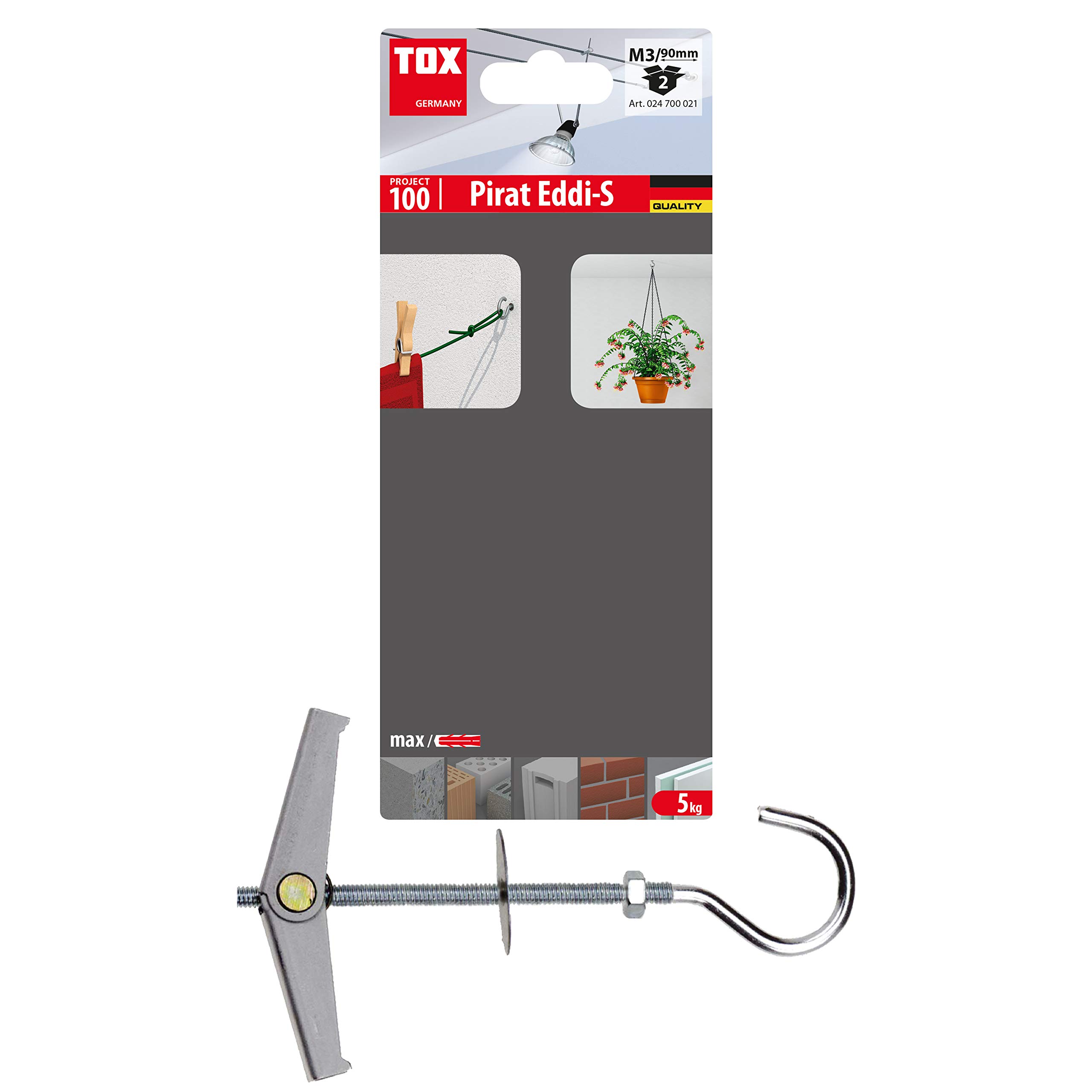 TOX 024700101 - Blíster de 2 Tacos autoexpansibles TICKI N SPAGAT, ø 25 mm, SW 8, Rosca M5, L- 100 mm A187B1616T024700101