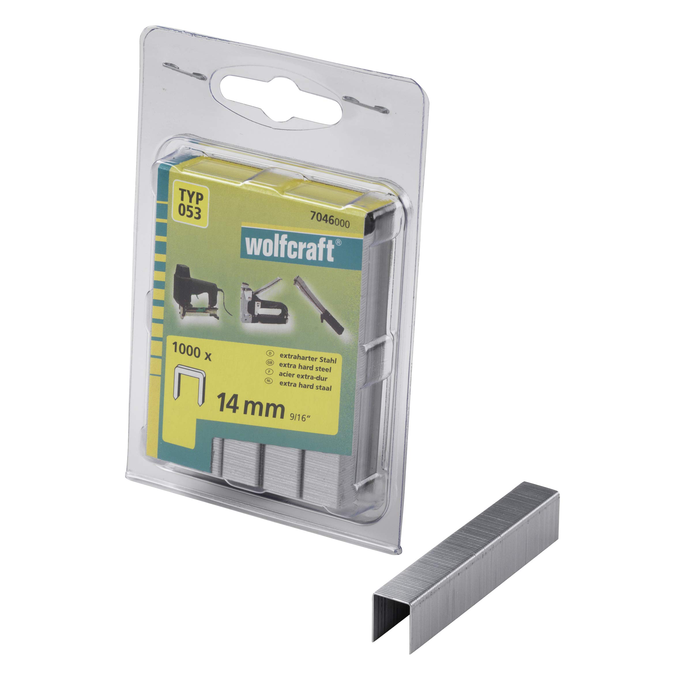 wolfcraft Broad Back Staple, Extra Hard Steel, Type 053 I 7046000 I Ideal for fastening fabric, textiles and thin strips of wood