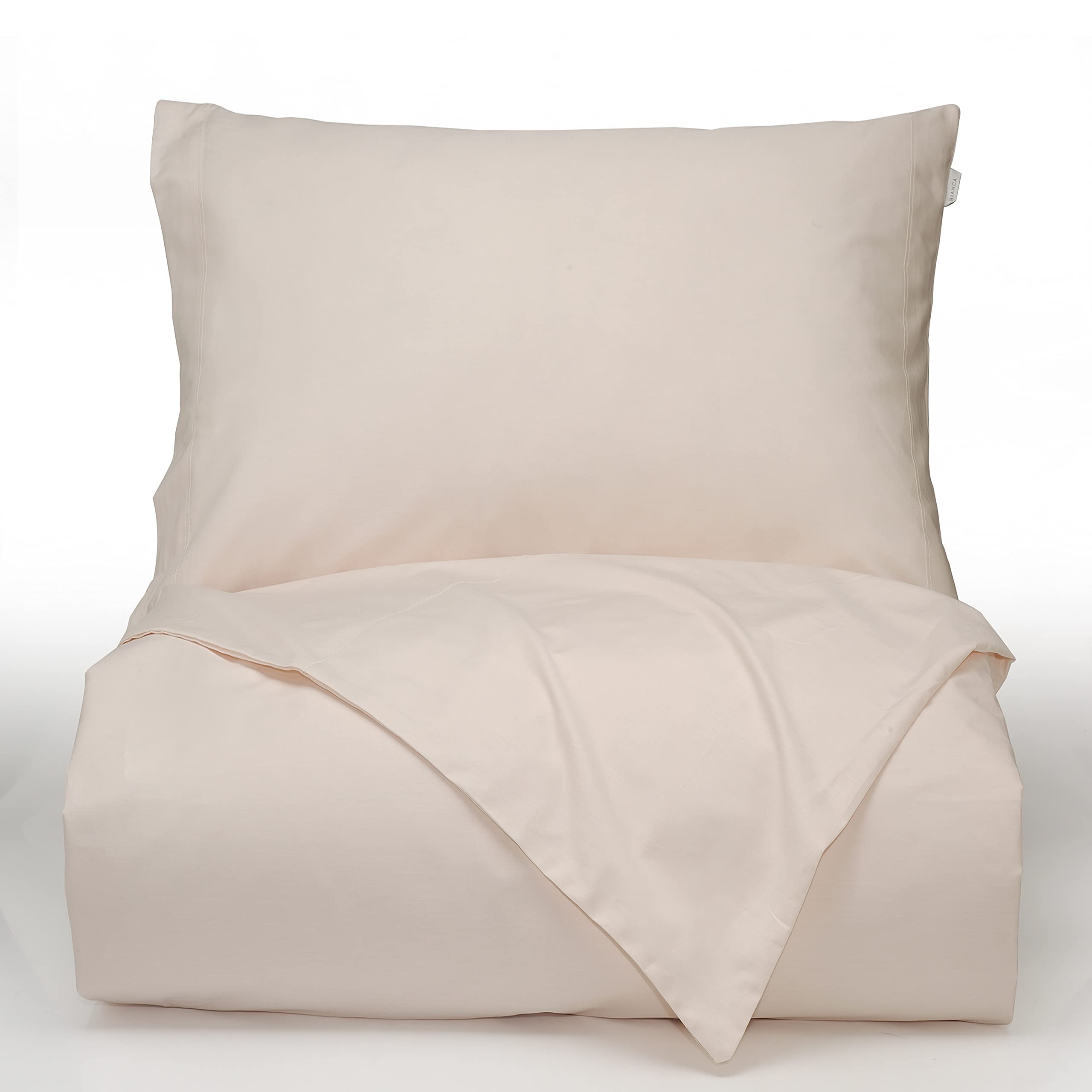 Bianca Plain Dyed Cream Duvet Cover Set 220 x 220 + 50 x 155 cm + Pillowcase White 50 x 80 cm