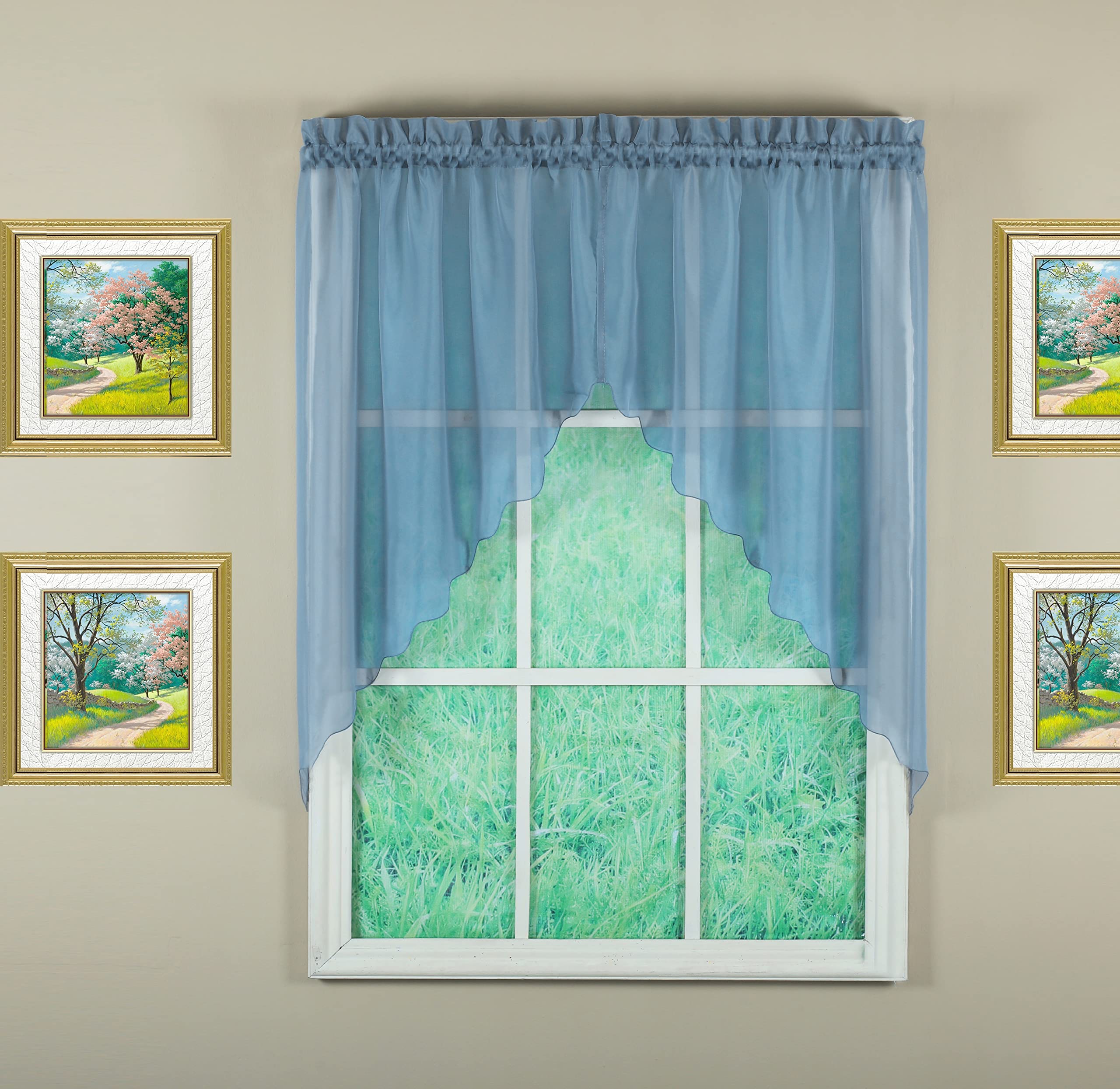 Today's Curtain Emelia Original Voile Swag Pair 38", Wedge Blue, 60" W x 38" L