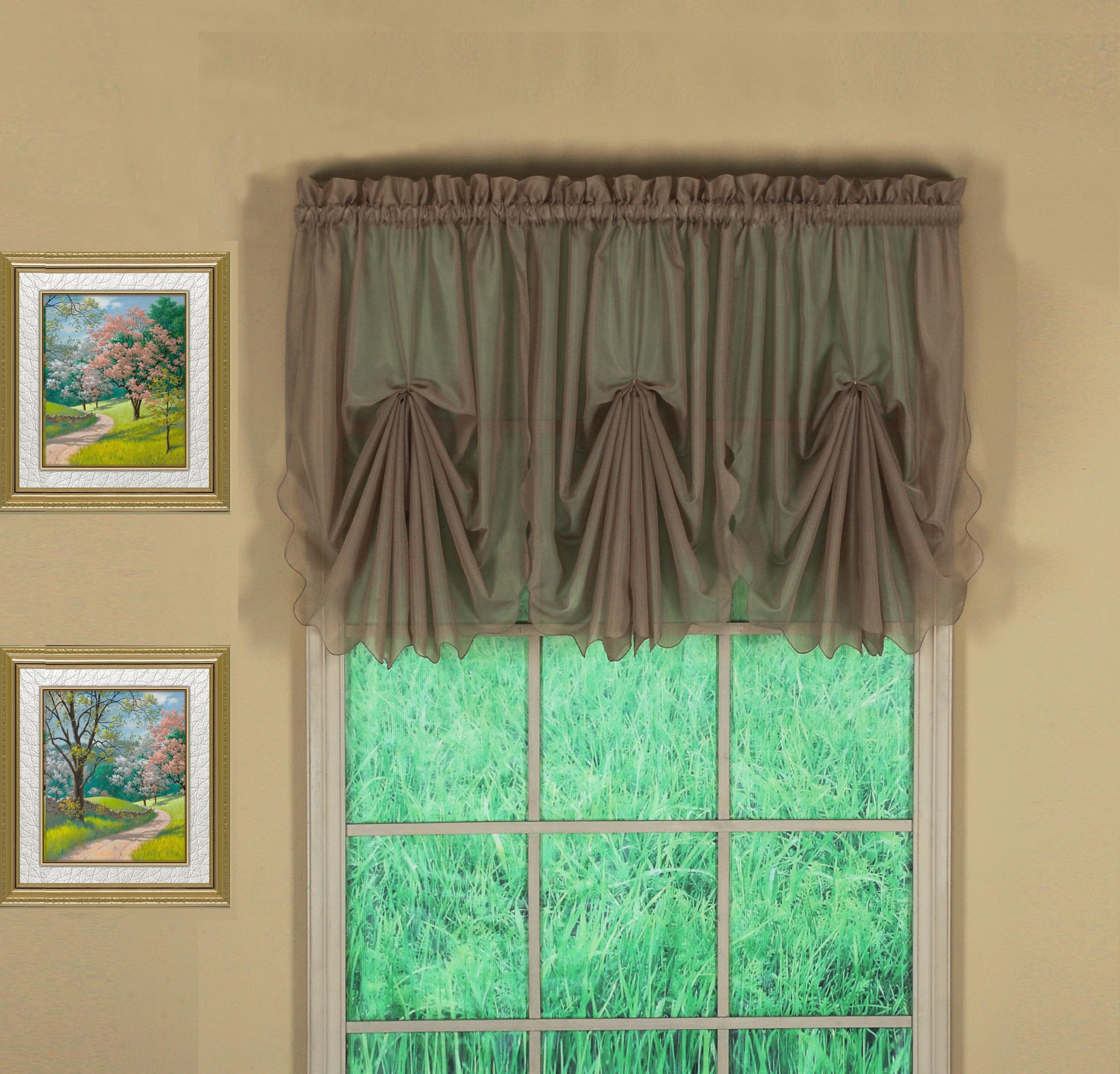 Today's Curtain Emelia Original Voile Fan Insert, Taupe, 30" W x 40" L