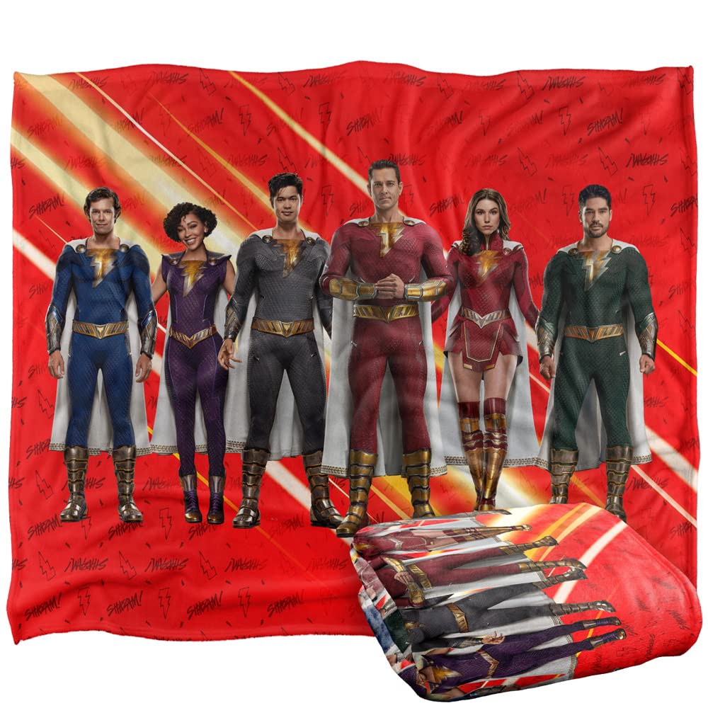 Shazam! Fury of The Gods Blanket, 152 x 127 cm Family Group Shot Silky Touch Super Soft Throw Blanket