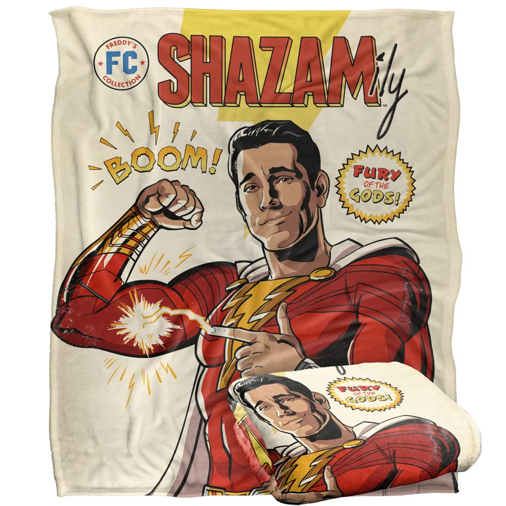Shazam! Fury of The Gods Blanket, 152 x 127 cm Comic Cover Silky Touch Super Soft Throw Blanket