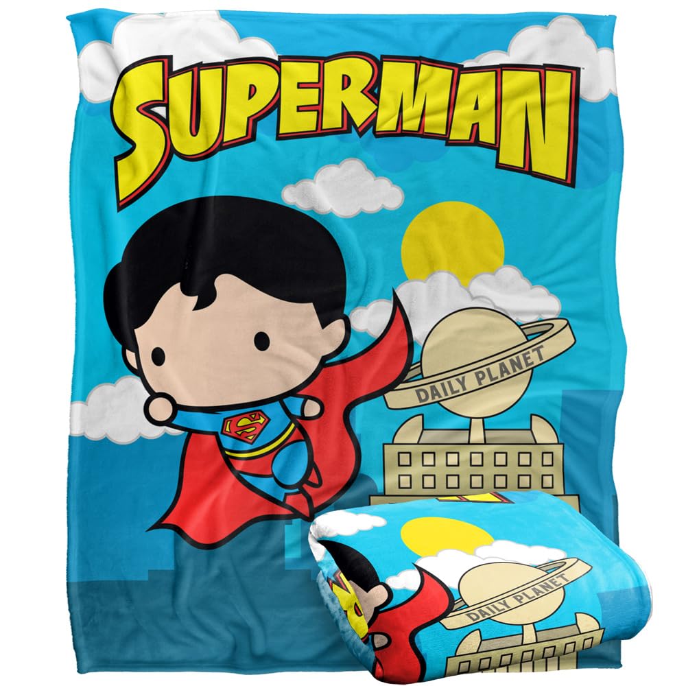 SUPERMAN Blanket, 152 x 127 cm Flying Chibi Silky Touch Super Soft Throw Blanket