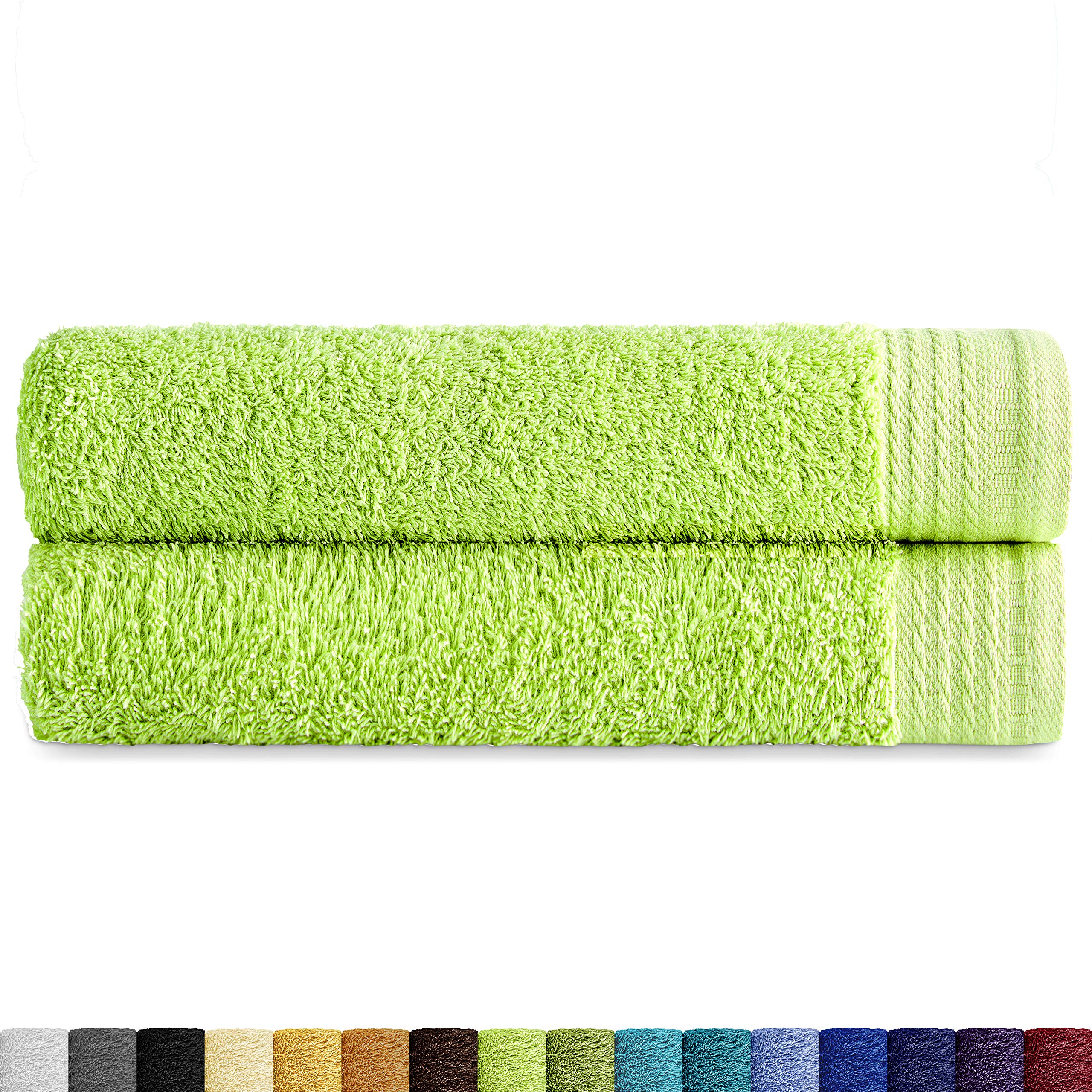 Eiffel Textile Packs of Terry Towels Quality 600 g, 100% Egyptian Cotton, Lime, 2 x Savannah