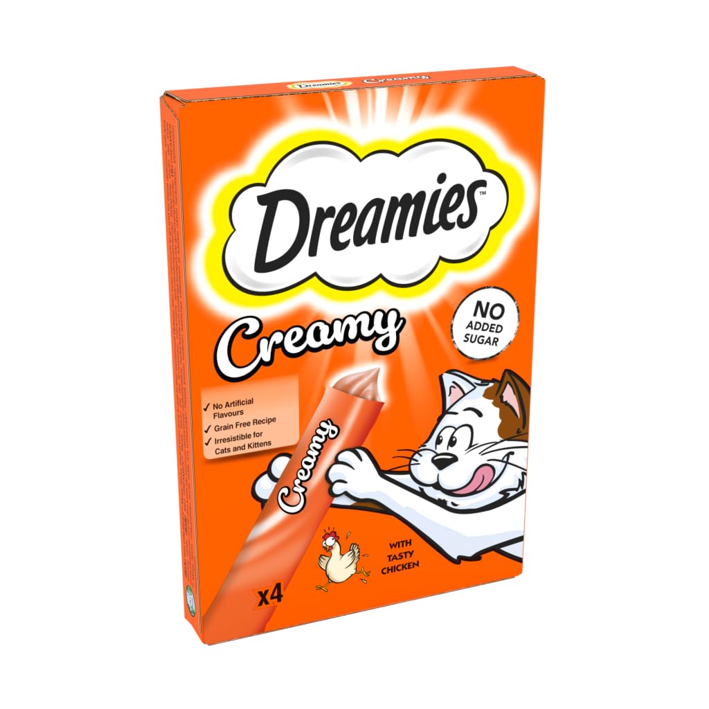 Dreamies Creamy Adult Cat & Kitten Treats with Tasty Chicken, 4 x 10g