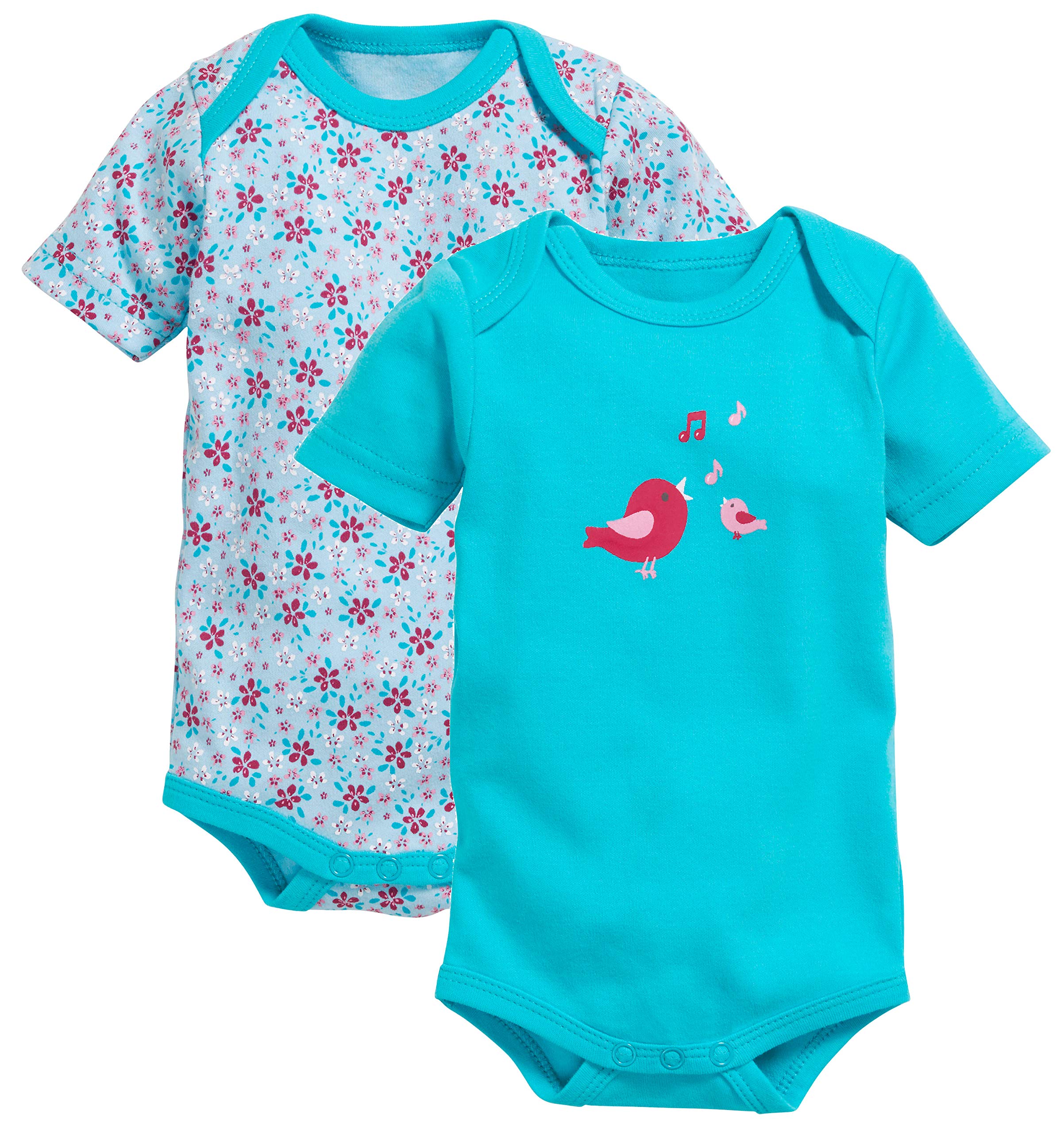 Schnizler Baby - Girl's Body 1/4 Arm Pack of 2 Birds 808208, 15 - Turquoise, 62-68