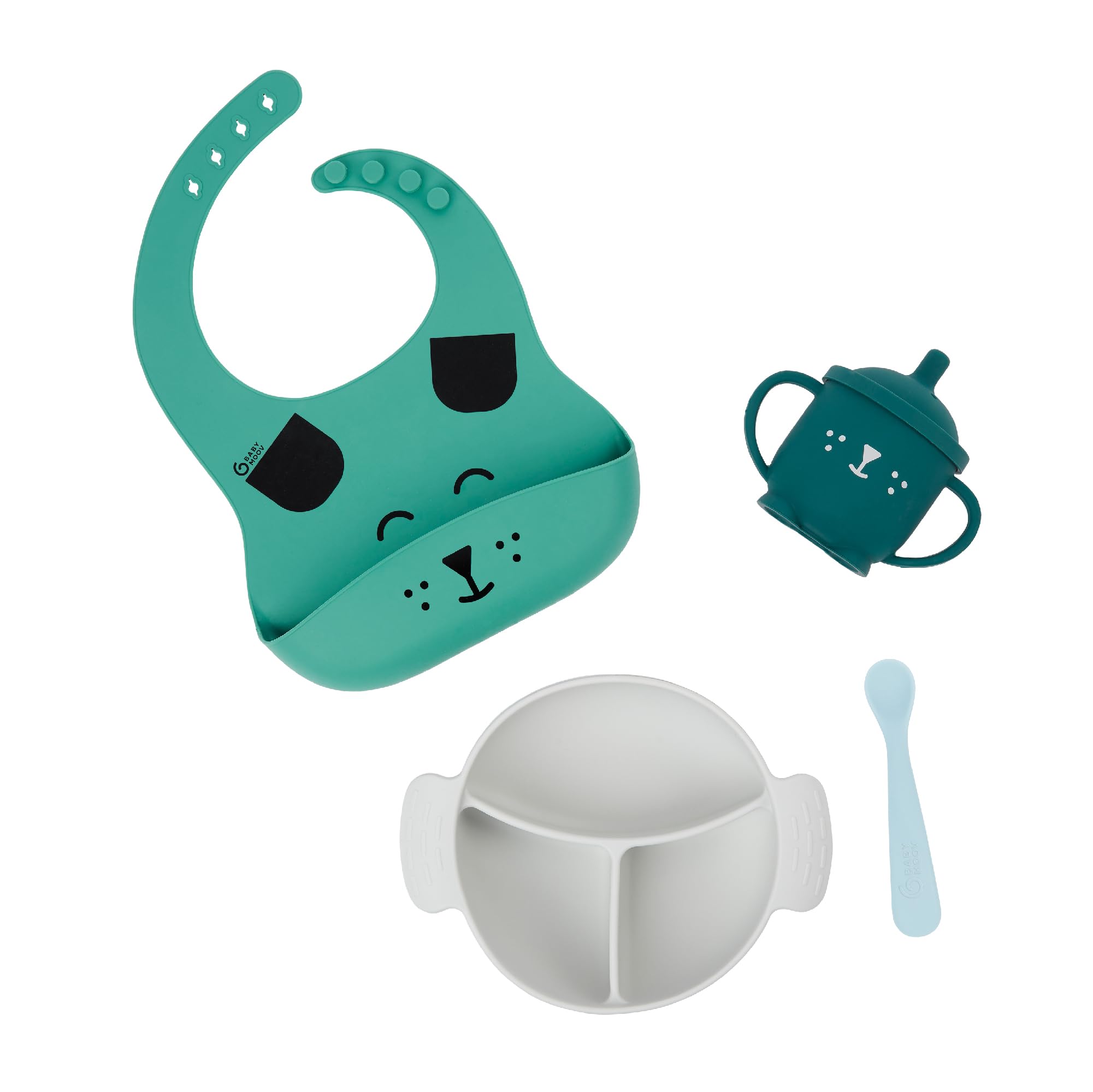 Babymoov LEARN'ISY baby feeding set, silicone toddler weaning set, 15-24 months, Dog