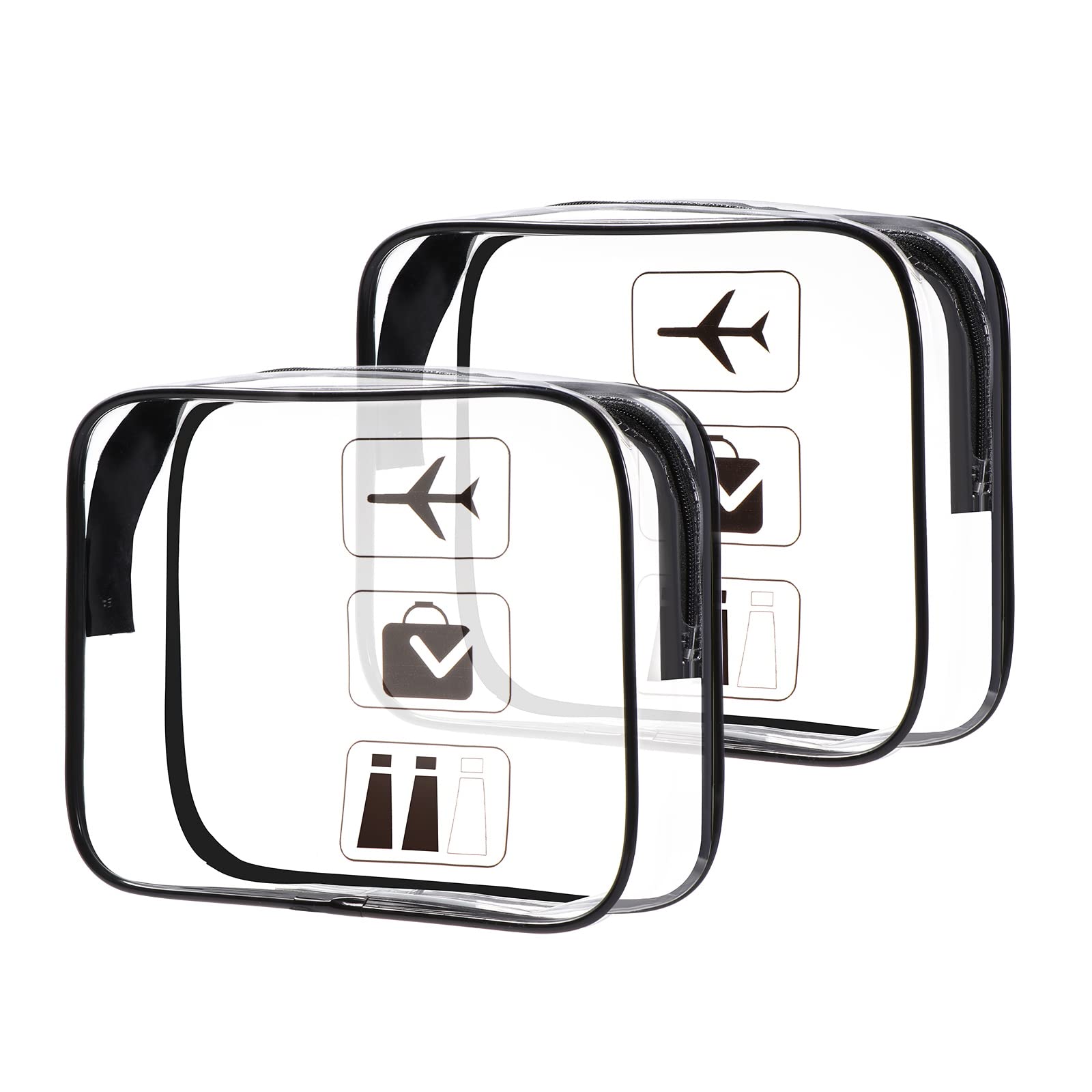 Oderra Pack of 2 Transparent Toiletry Bags, Cosmetic Bag, TSA Approved Aeroplane Bag, Travel Accessories by Transparent Bag for Men and Women