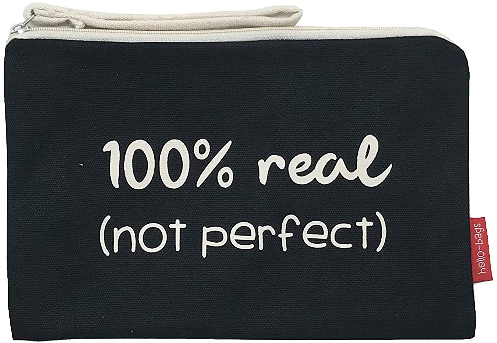 hello-bags. Makeup Bag/Wristlet Handbag. Exterior: 100% Cotton. Includes zipper and lining. Packed in a gift kraft envelope. Model: “100% REAL”. Color: Black. Measurements: 23 * 15,5 cm.