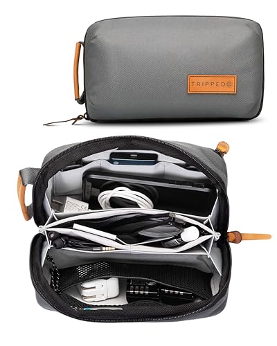 Tech Bag and Electronics Organizer Pouch for Travel (Grey)