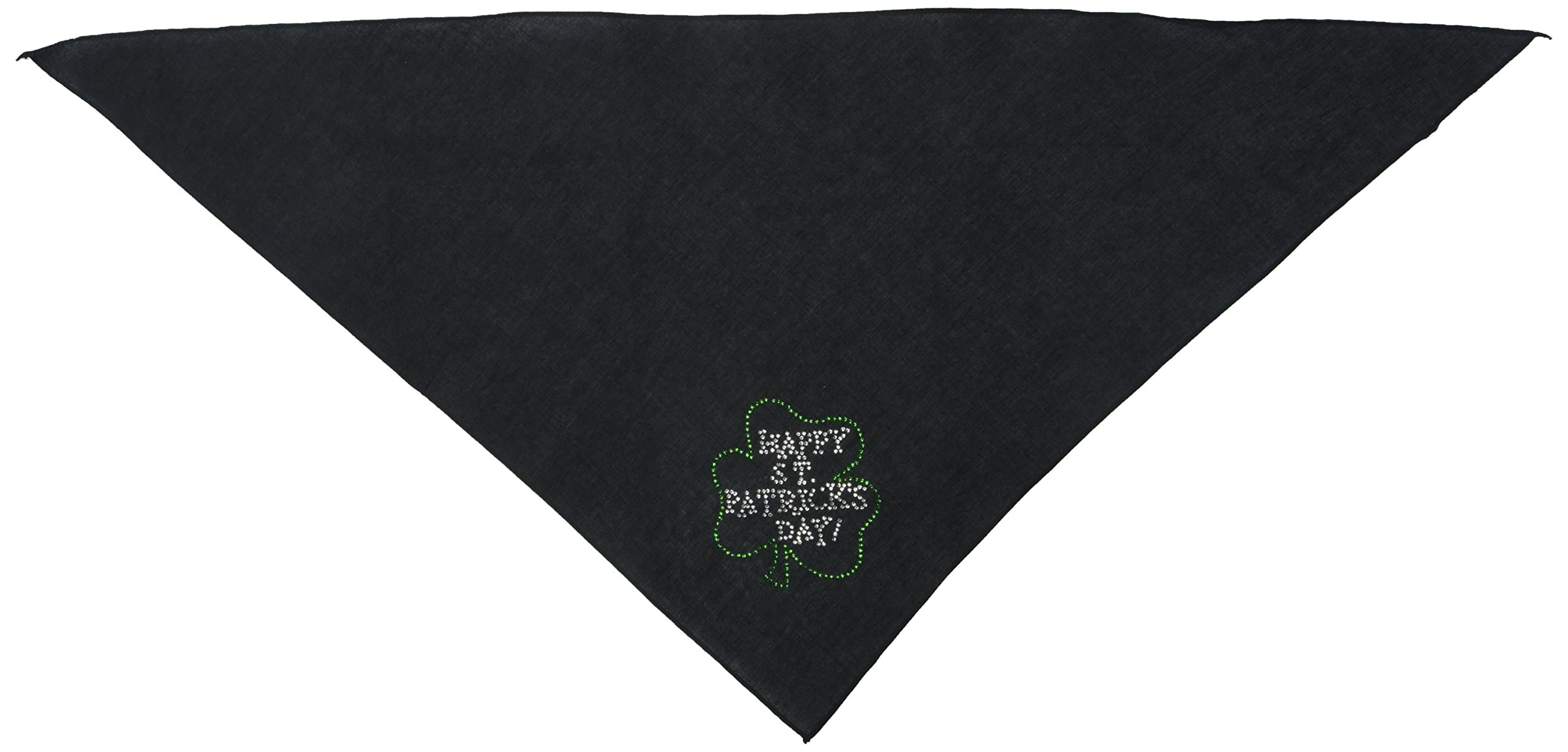 Mirage Pet Products Happy St. Patrick's Day Rhinestone Bandana, Large, Black