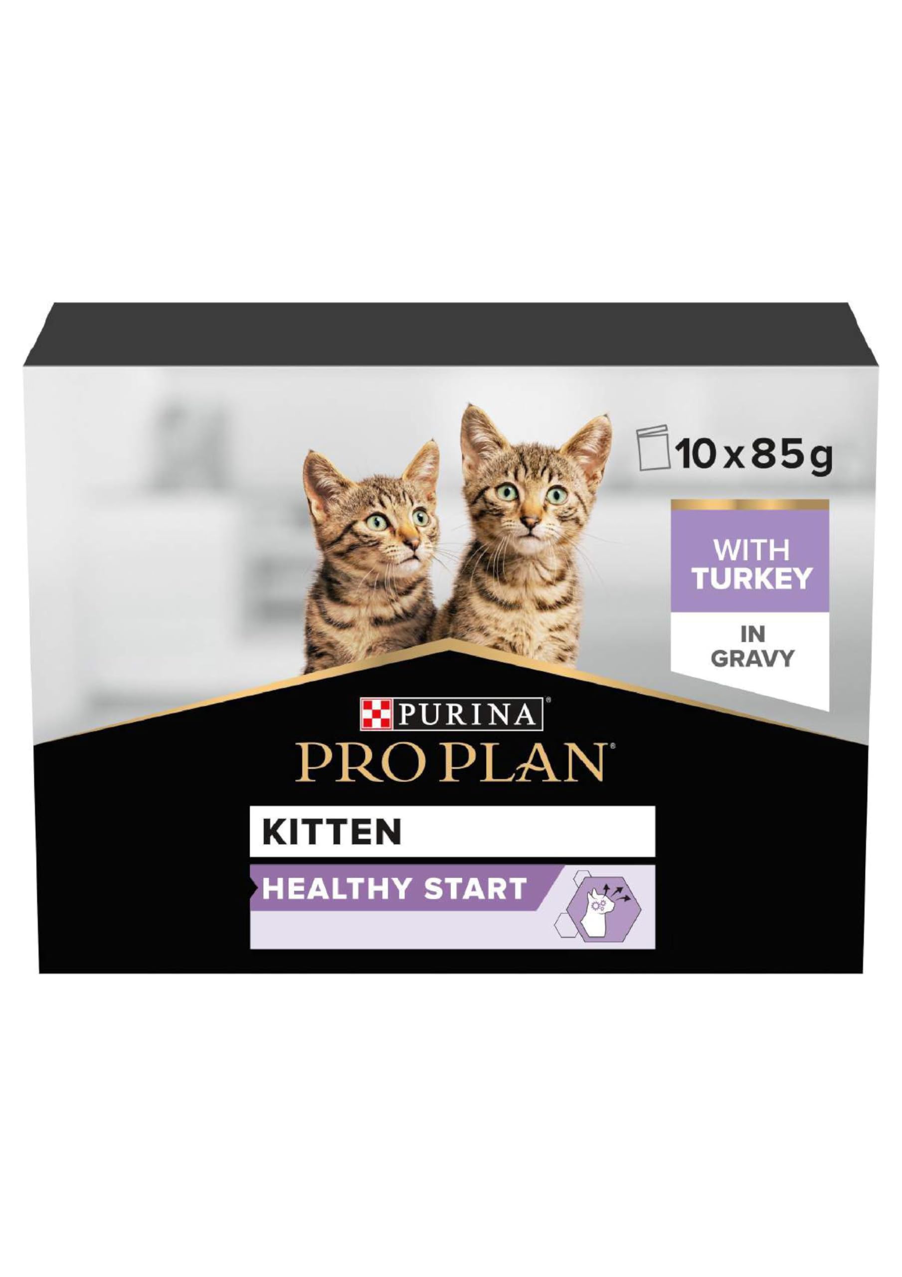Purina Petcare Proplan Cat NutriSavourJunior Nassfutter für Katzen, Truthahn, 10 Frischebeutel à 85 g