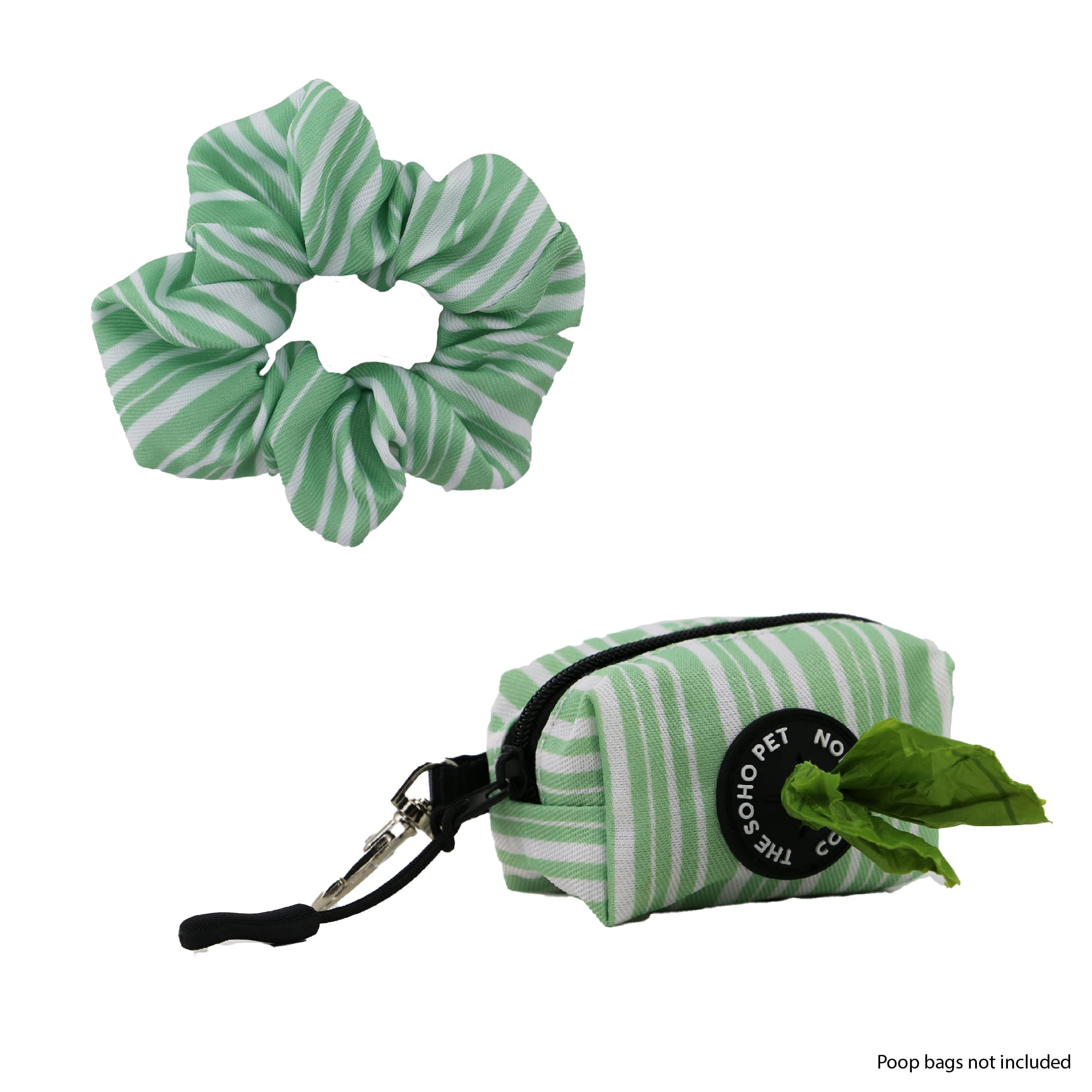 Ancol Dog Poop Bag and Scrunchie Stripe Patterned - Sturdy Zip Waste Bag Dispenser - Cute Puppy Matching Pet Accessories