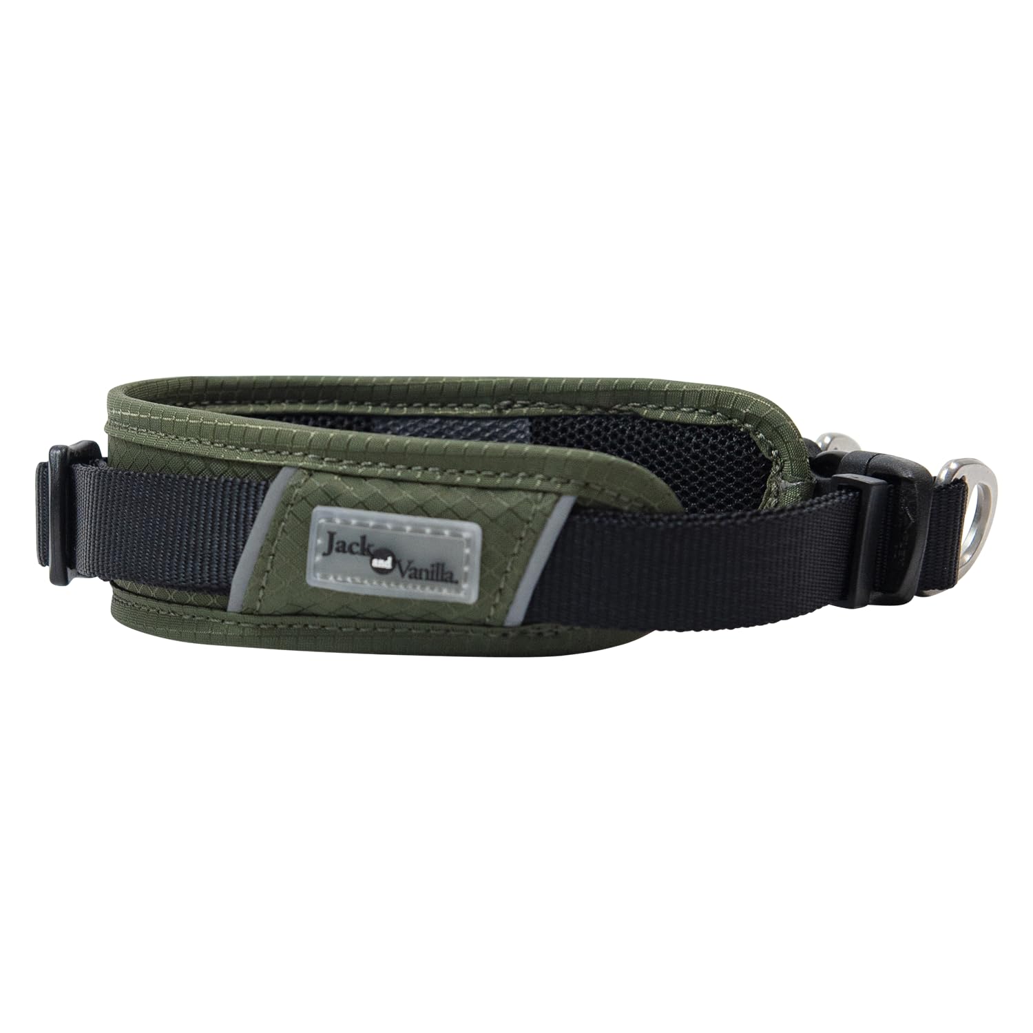 JACK AND VANILLA, Expedition Dog Collar, Olive Green, Size 25 mm x 65 cm