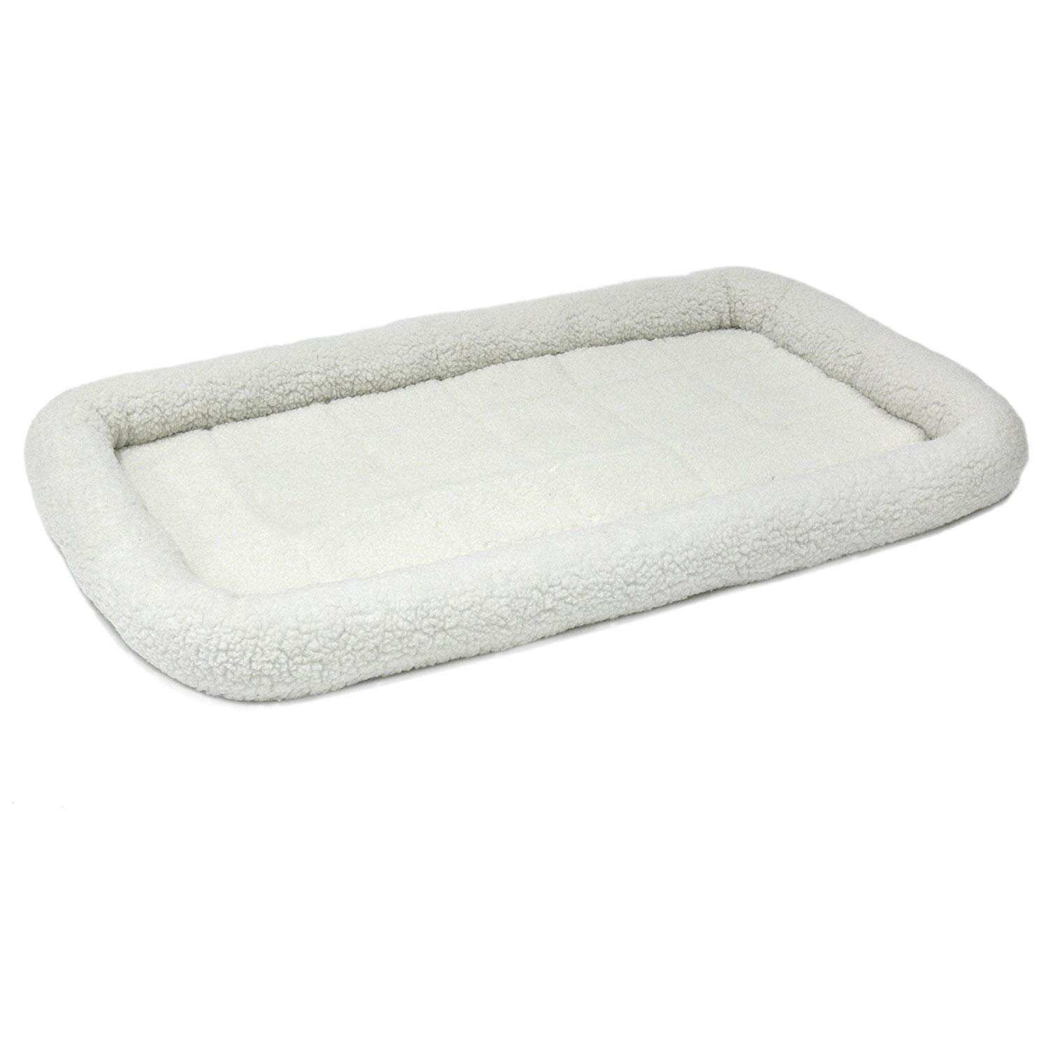 MidWest Homes for Pets QuietTime Dog Bed – White Fleece Bolster, Ultra-Soft and Machine Washable, Fits 122 cm Crates and Carriers, for Extra-Large Breed Dogs
