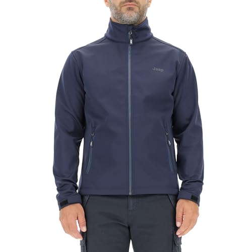 JEEP O102883-A928 J MAN SOFTSHELL JACKET W/Zipped Pockets Small Print J23W Night Blue M