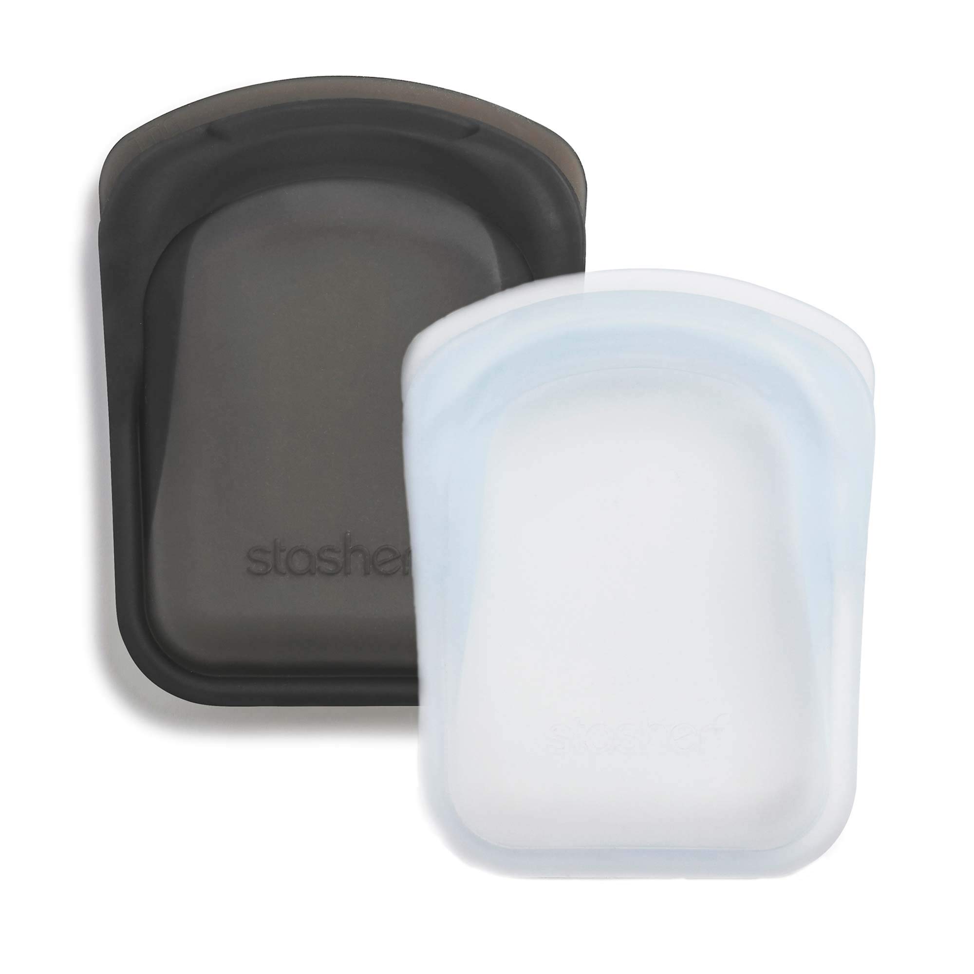 Stasher Plastic Free Reusable Pocket Storage Bag, Set of 2, Clear/Smoke Grey