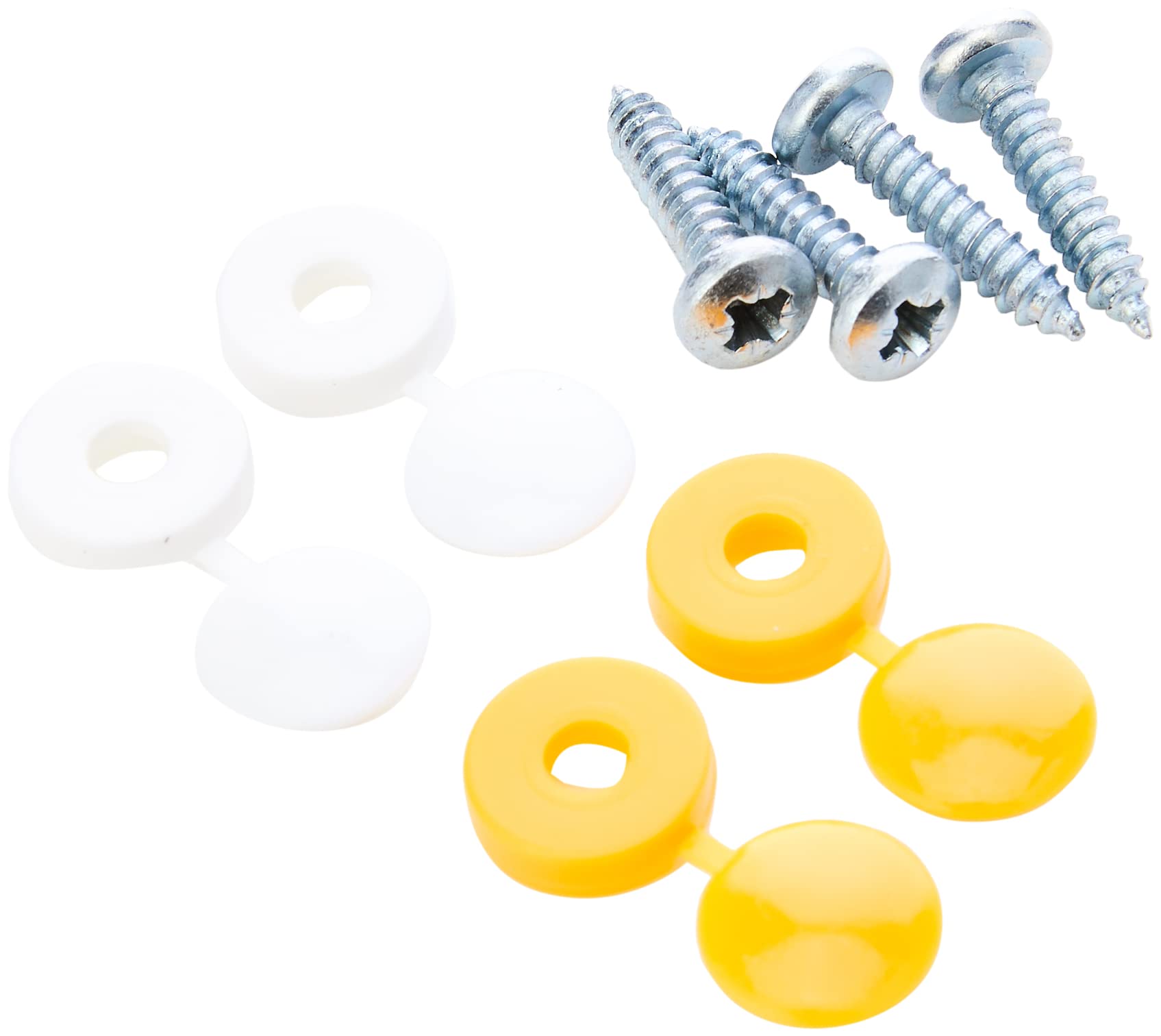 Pearl PWN548 Number Plate Screws and Caps - White/ Yellow