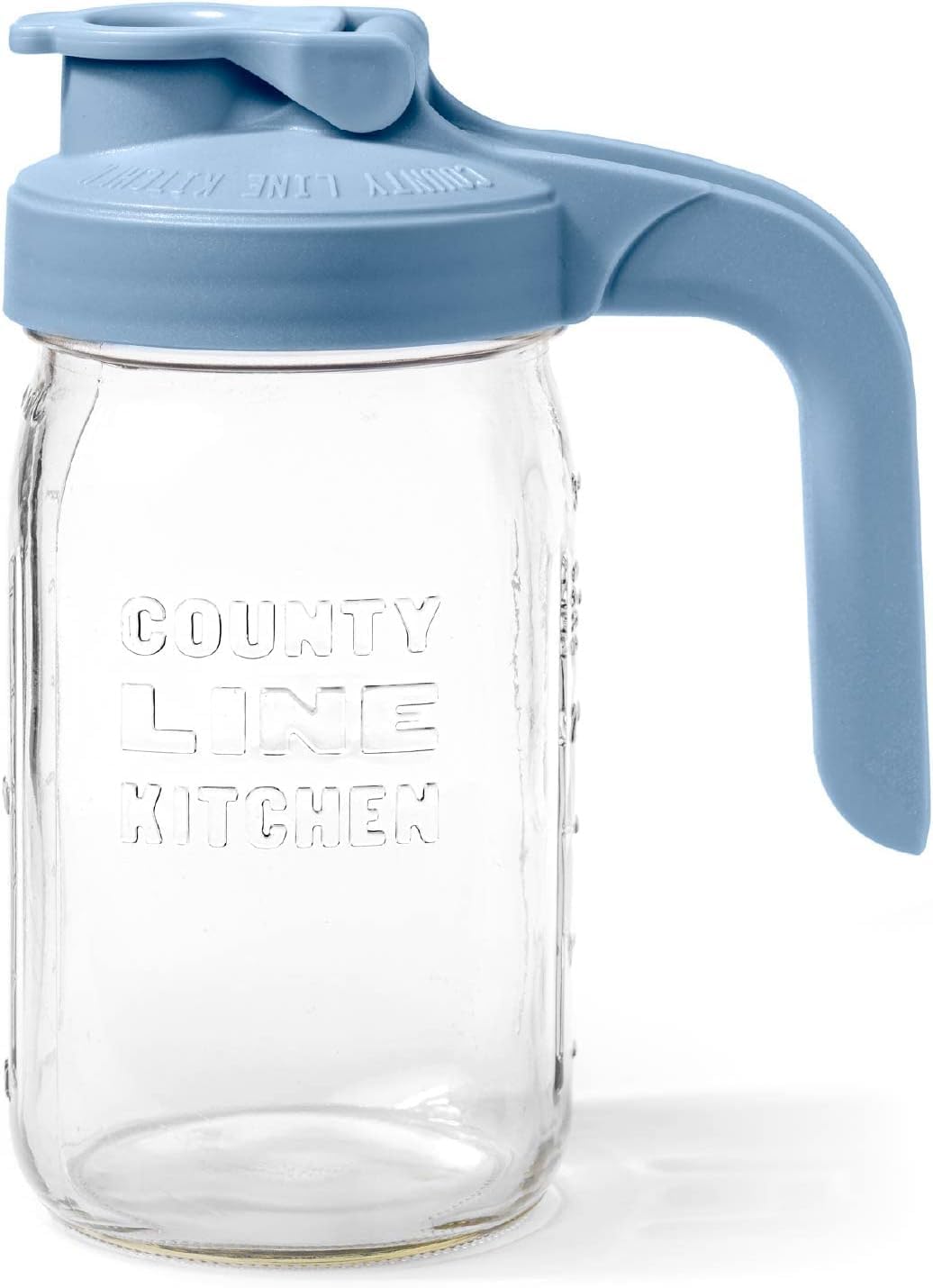 County Line Kitchen Glass Mason Jar Pitcher with Lid - Wide Mouth, 0.8 Litre - Heavy Duty, Leak Proof - Sun & Iced Tea Pitcher, Breast Milk Storage, Water