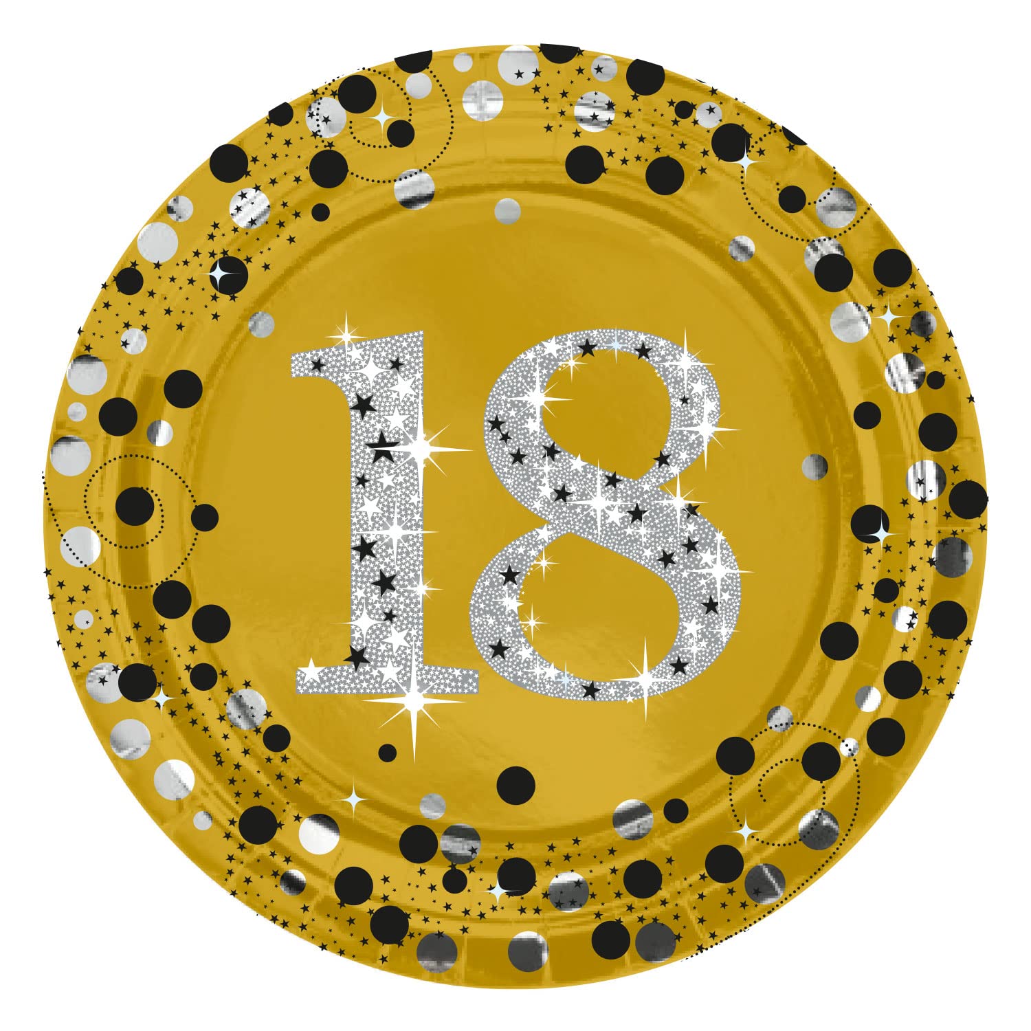 Amscan 9912596 PLT 23Cm Gold Milestone 18