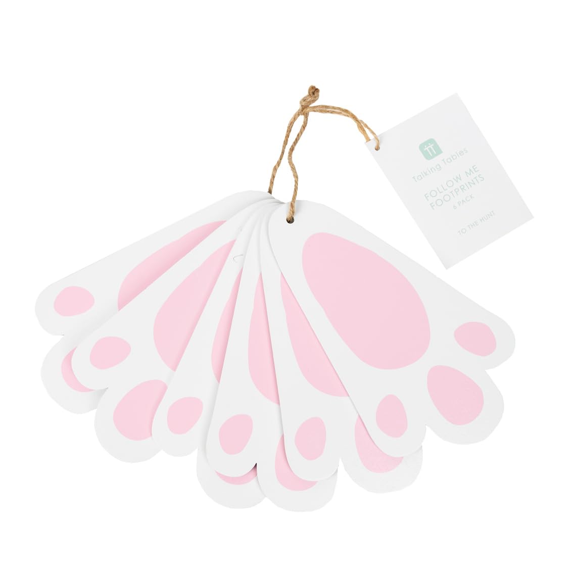Talking Tables 6 x Reusable Wooden Bunny Footprints for Rabbit Easter Decorations! Hang on Tree or Use on Scavenger Hunts Also Perfect for Children's Room Decor Designed in the UK H16 x W9cm.