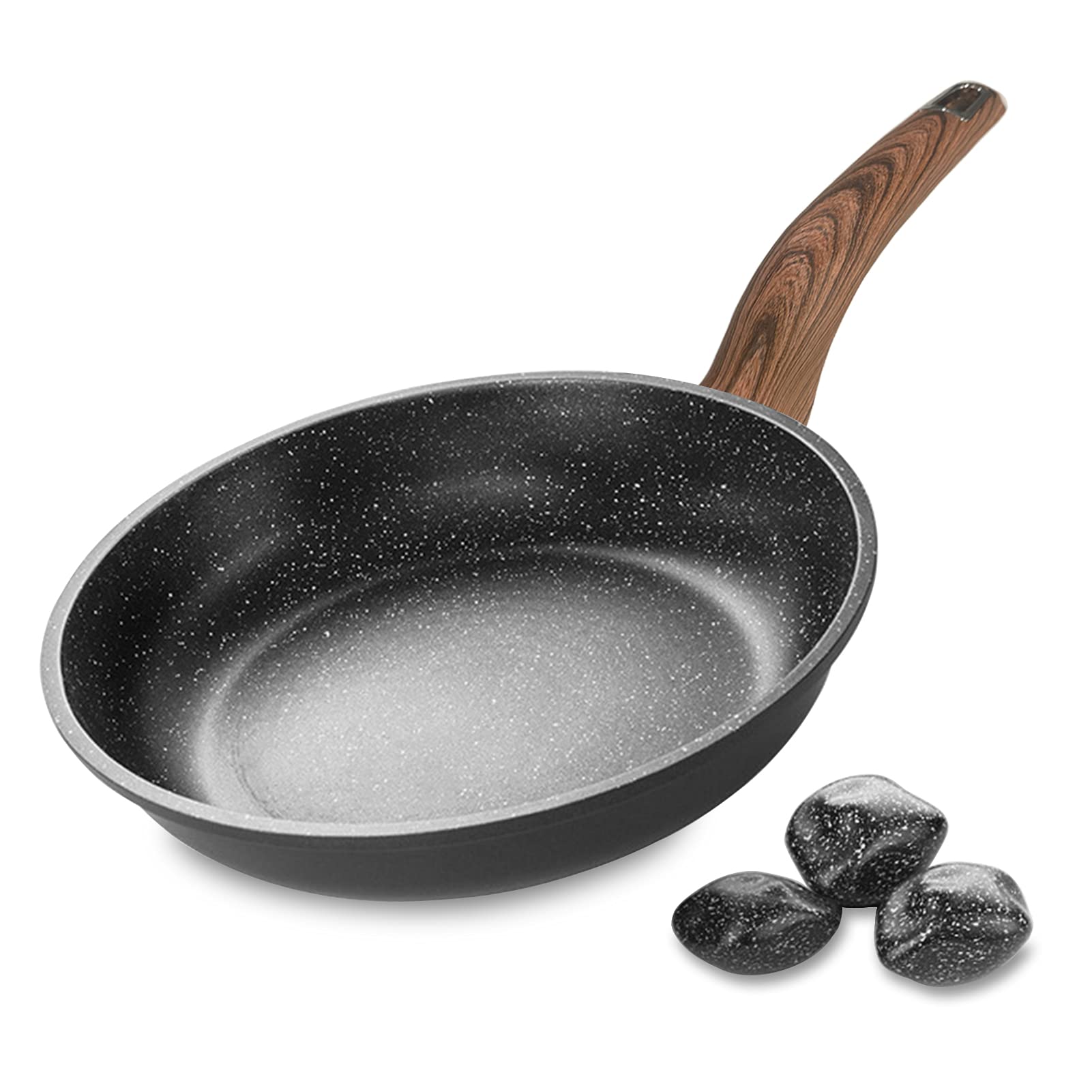 ACCL Non-Stick Pans, 28 cm Non-Stick Frying Pan, 5-Layer Anti-Scratch Coating, PFOA Free, Cast Aluminum Stone Skillet for All Types hobs (Gray, 11 inch),FP-03