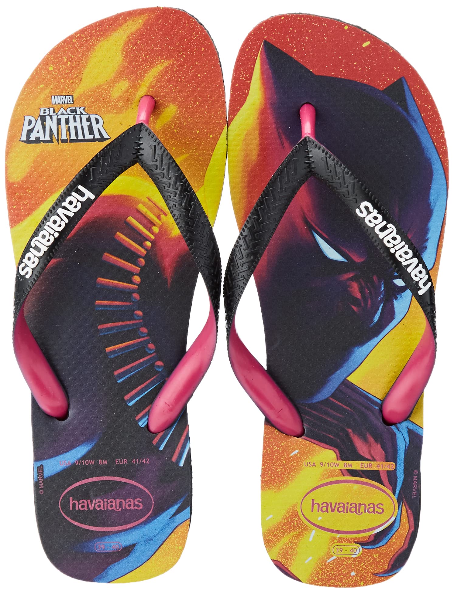 Havaianas Top Marvel Unisex Adult Flip Flops | Color: Black/Pink Electric | Size: 3/4 UK