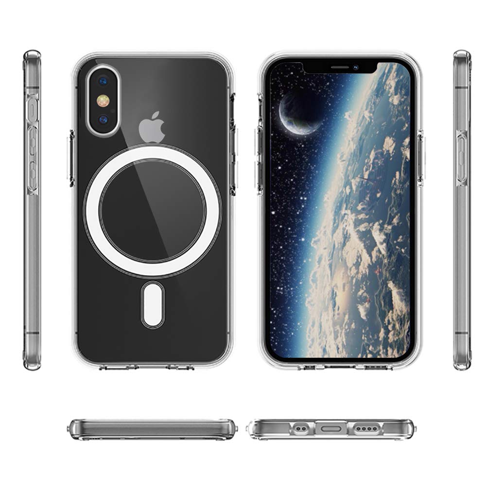 Ambar Magnetic Clear Case Designed for iPhone Xs Max – Compatible with MagSafe Charger, Support Magnetic Car Mount Wireless Charging
