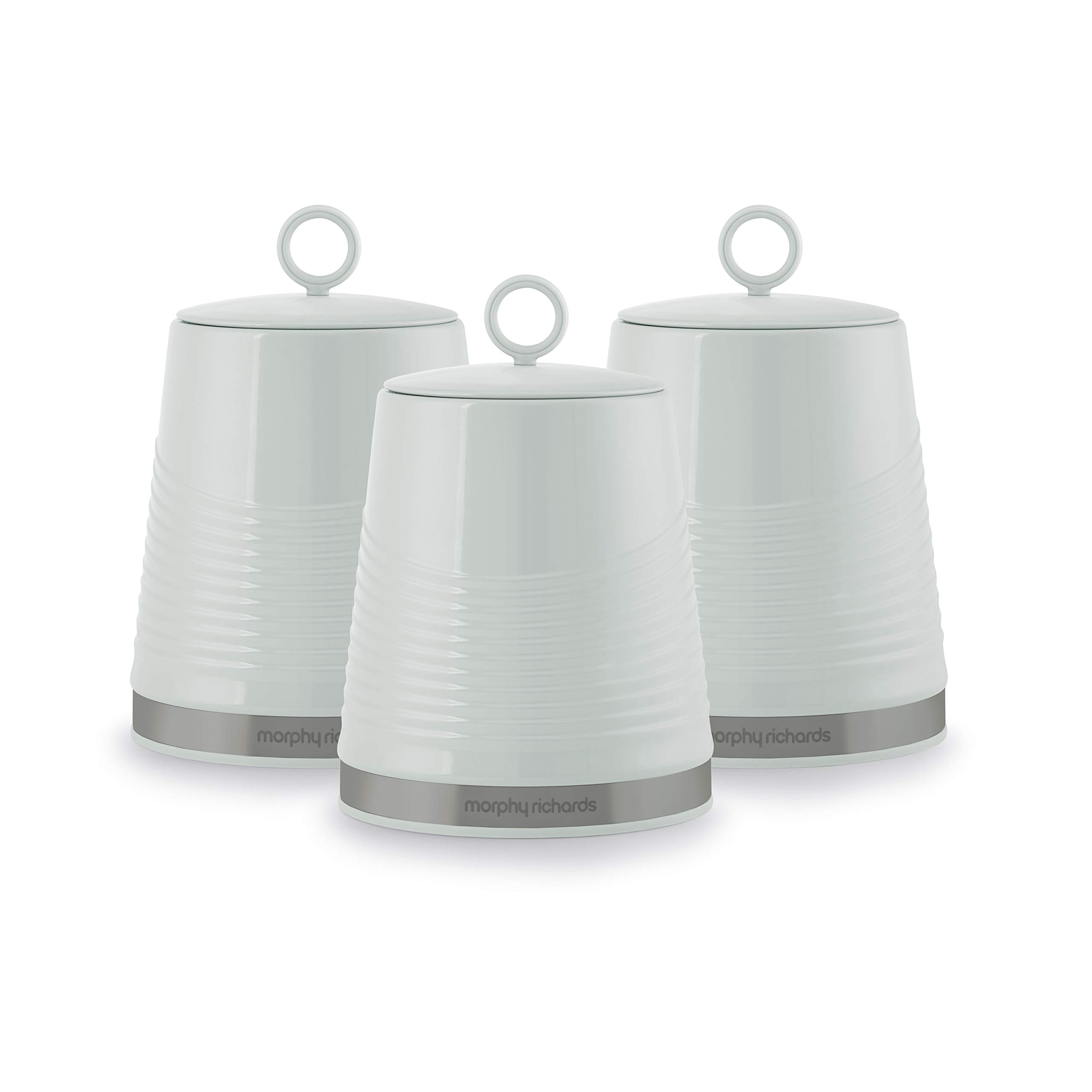 Morphy Richards 976007 Dune Kitchen Storage, Tea Coffee Sugar Set of 3 Canisters, Sage Green, 1