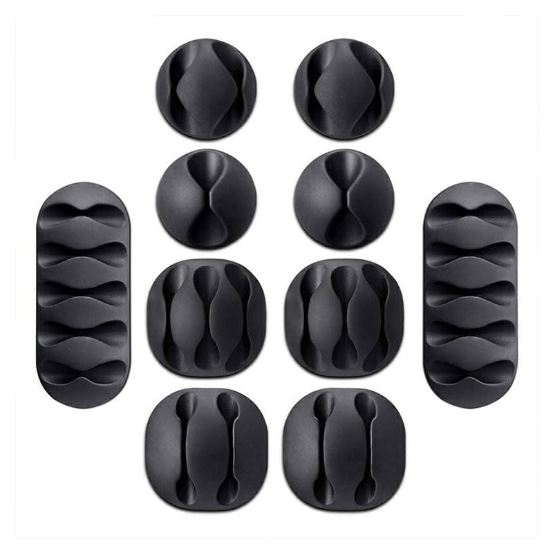 Cord Managment, Cable Holder, Wire Storage, 10 Pcs Hight Quality Multi Purpose Cable Clips SET Holders Cell Phone USB Organizer Desktop