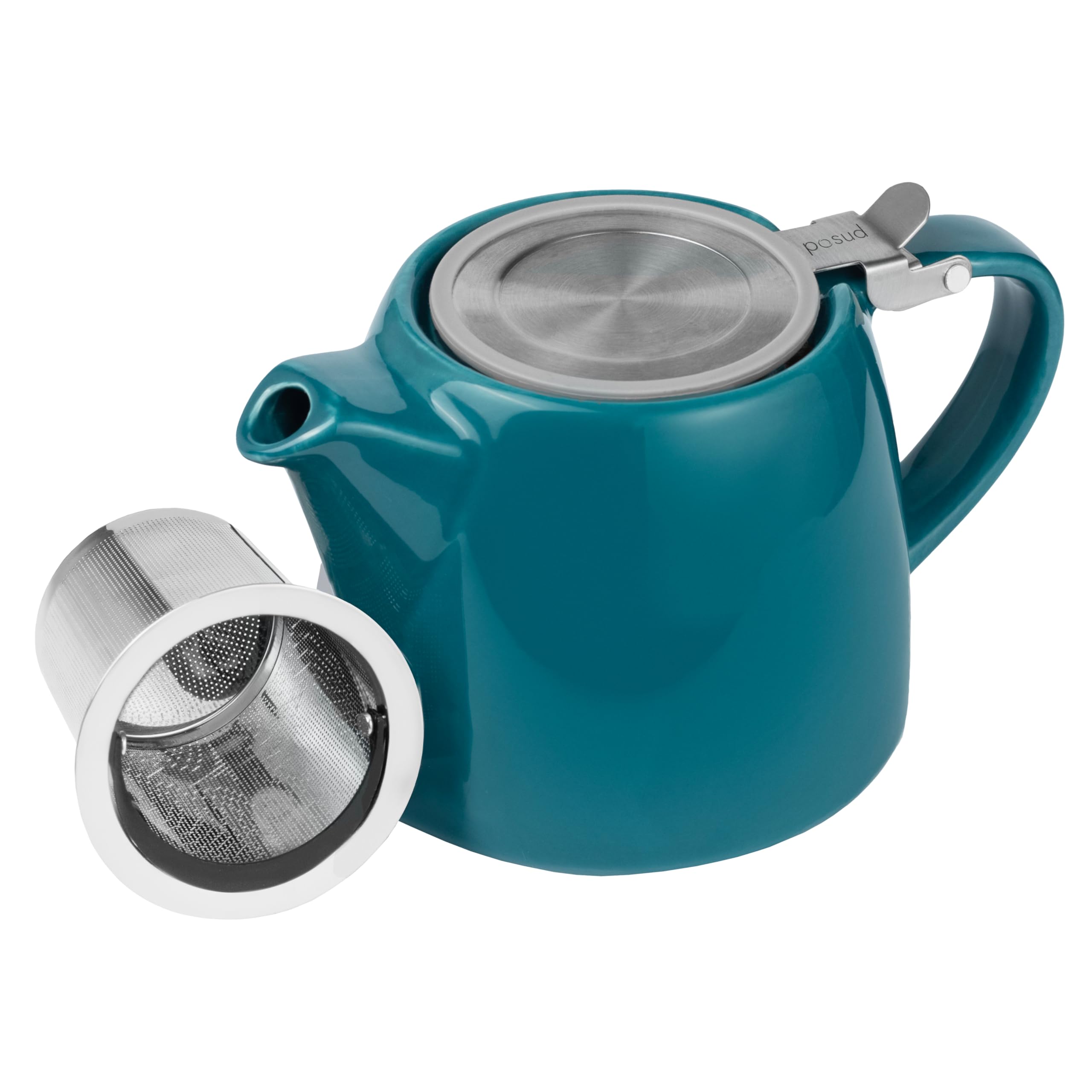 posud Ceramic Teapot with Infuser – Small Porcelain Loose Leaf Teapot for 2 – 550ml / 18.6 Oz Stump Tea Pot for 2 Cups with Strainer (Ocean)