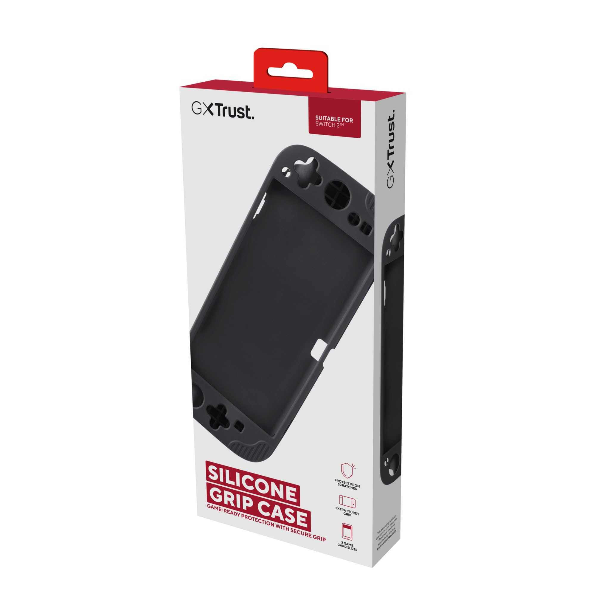 GXTrust 1253 Nintendo Switch 2 Protective Case, Silicone Grip Case with Textured Design, Anti-Dust Shock-Absorption Scratch Resistant Protector Cover for Switch 2 Consoles, Black