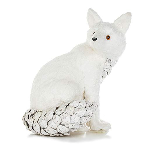 EUROCINSA Bright White Sitting Fox with Tail Chest of Pineapple 30 x 20 x 34 cm 2pcs, One Size