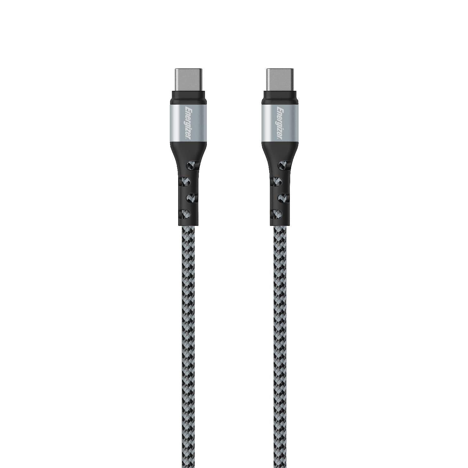 Energizer - Braided USB-C/USB-C Charging Cable - 2 m - High Strength - Silver