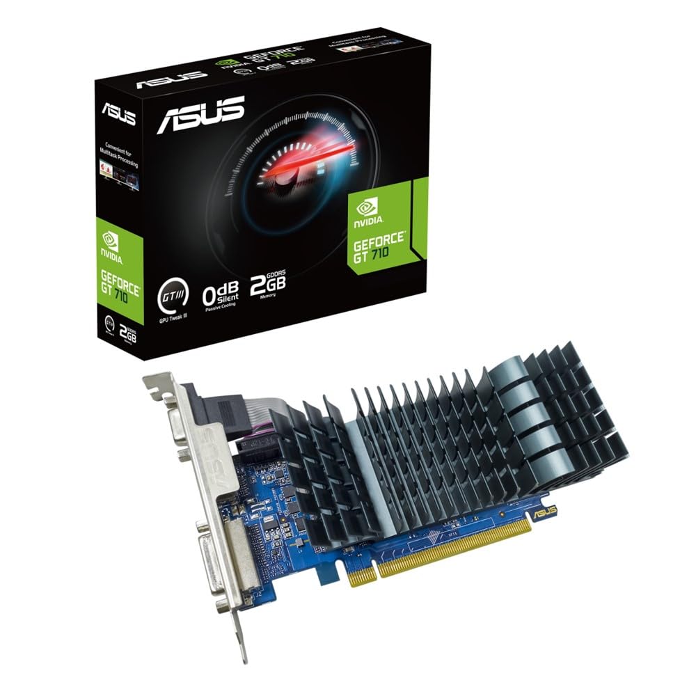 Asus GT710-SL-2GD5-BRK-EVO GT 710 Video Card That Achieves Completely fanless in one Slot Size/Domestic Authorized Dealer