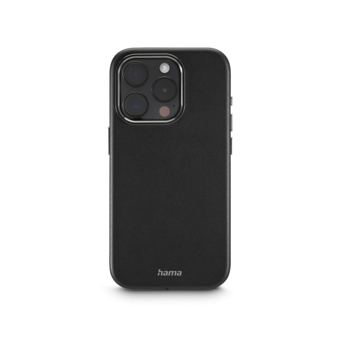 Hama Case for iPhone 15 Pro (Faux Leather, Metal, Mobile Phone Case, Elegant Protective Back Cover, Extra Protection for Camera and Display, Wireless Charging Compatible, Soft, Recycled, Mobile Phone