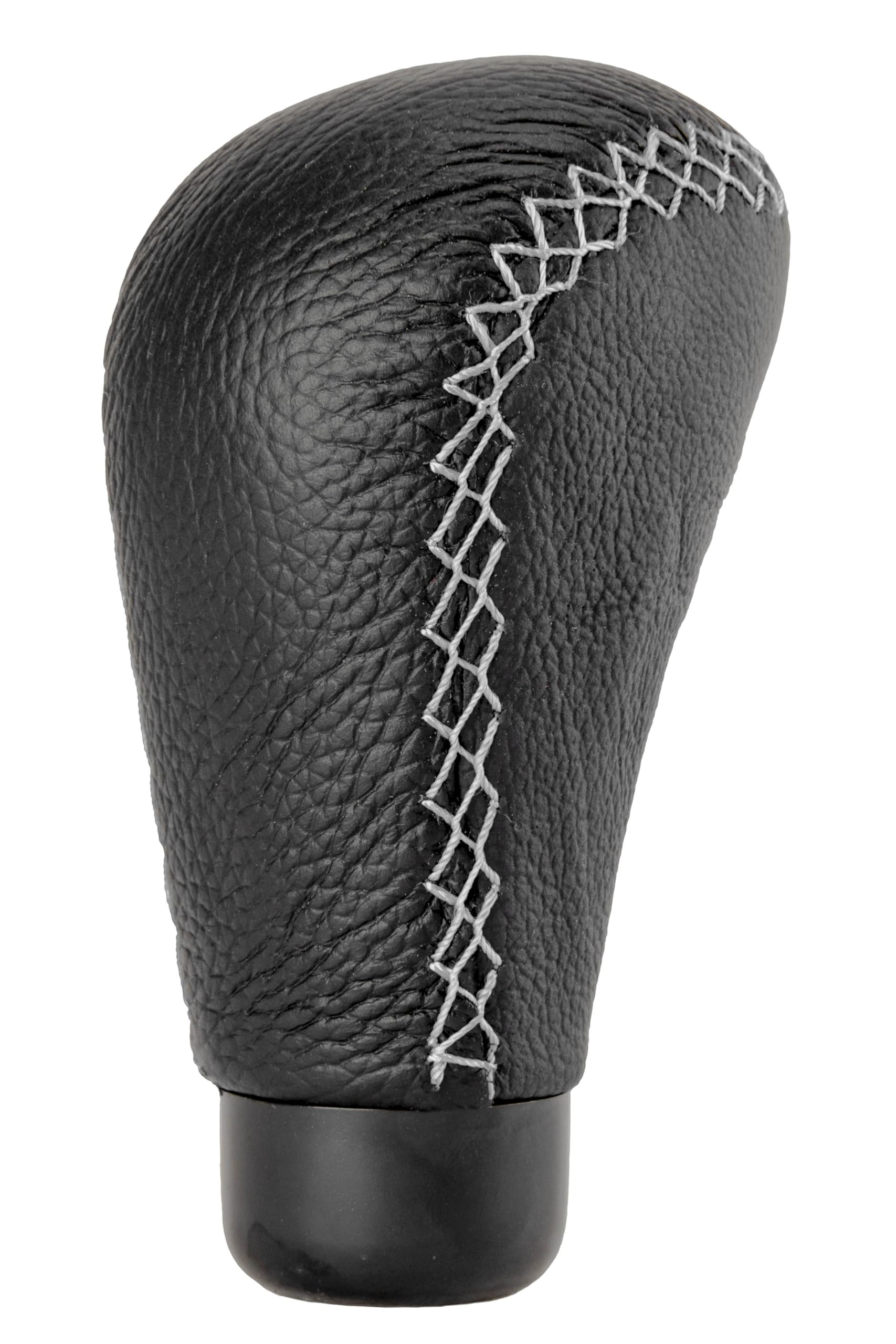 +PWR Car Parts Universal Gear Shift Knob Class Model Black Leather Look with Grey Stitching. Without Trigger. Elegant and Sporty Design.