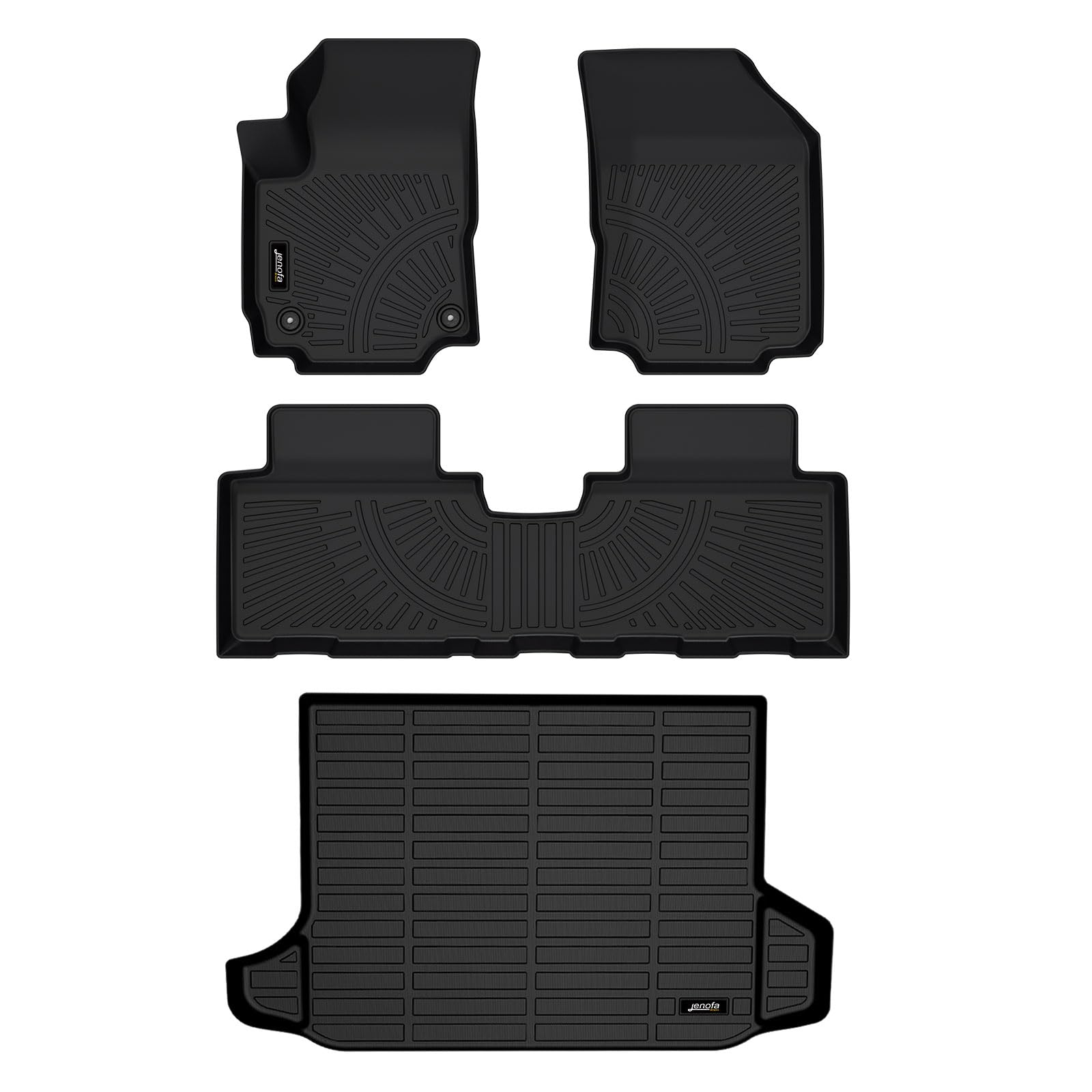 Jenofa Car Floor Mats & Cargo Liner for 2018-2024 Chevy Equinox All Weather Floor Mats Set for 2018-2024 Equinox Full Set TPE Durable Floor Liners Accessories for 2018-2024 Chevy Equinox Black 3Pcs